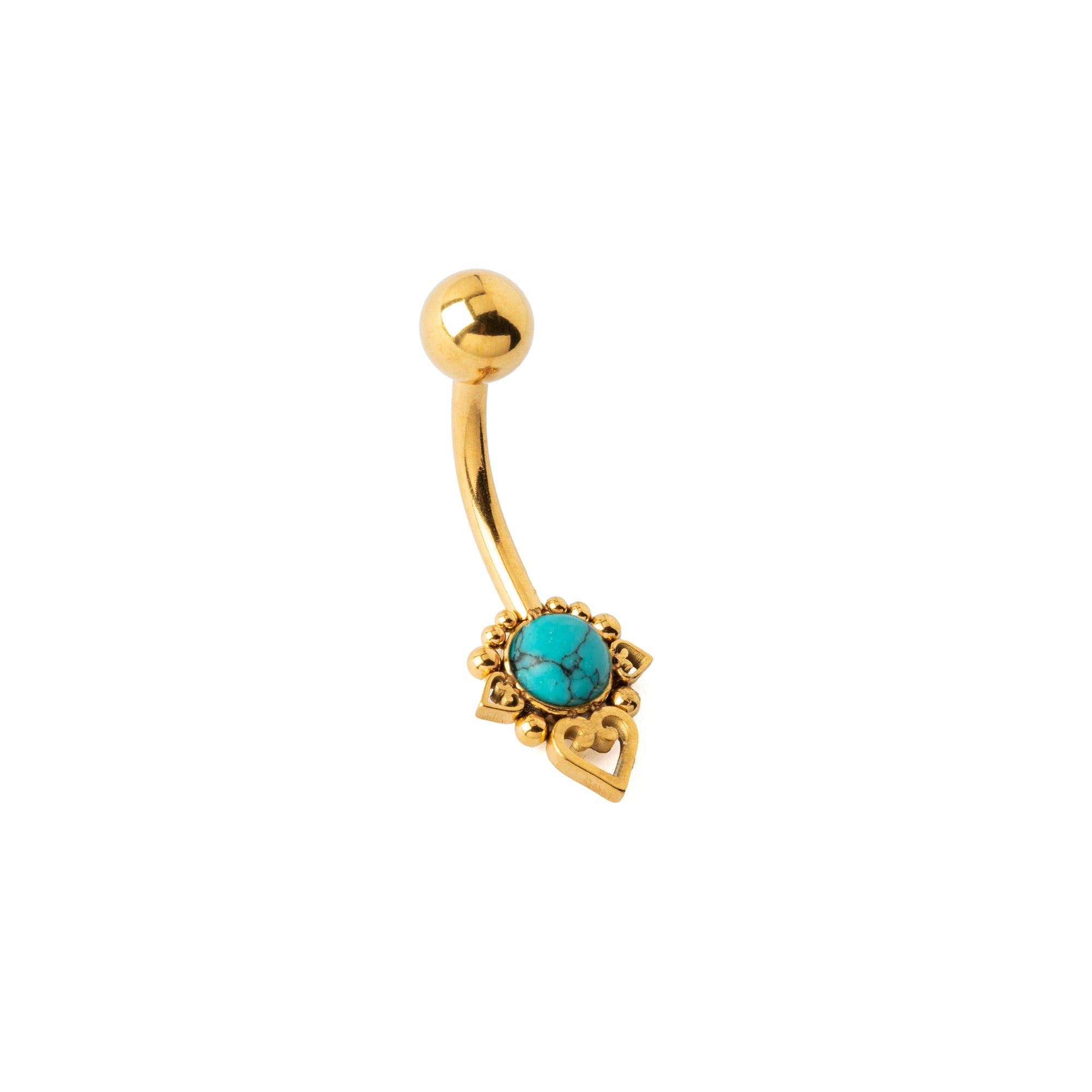 Turquoise Crown Lotus Belly Piercing left side view