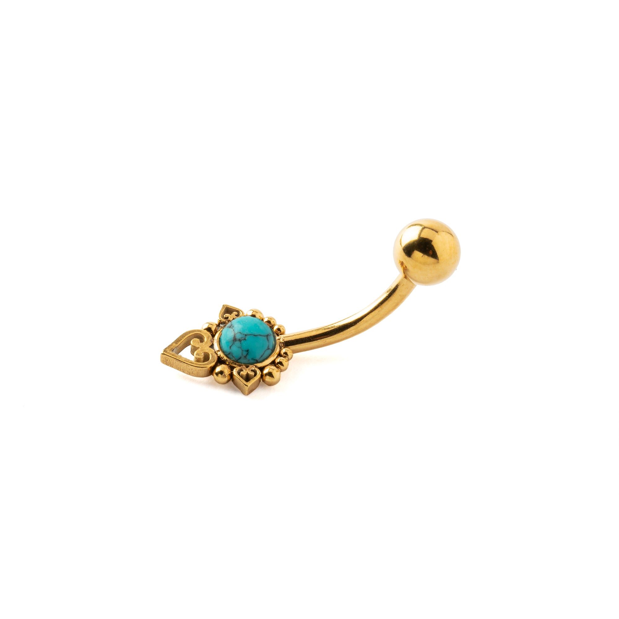 Turquoise Crown Lotus Belly Piercing side view