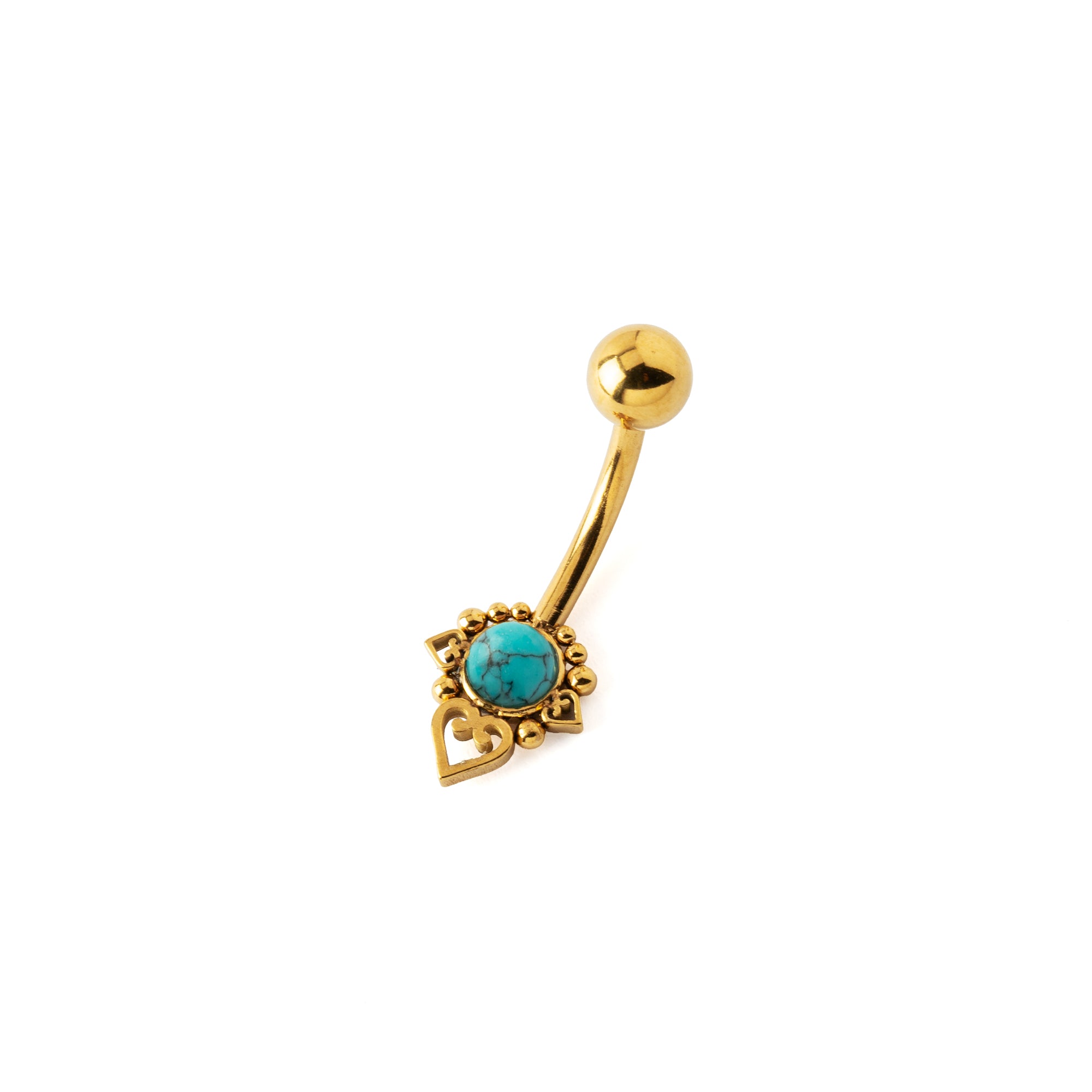Turquoise Crown Lotus Belly Piercing right side view