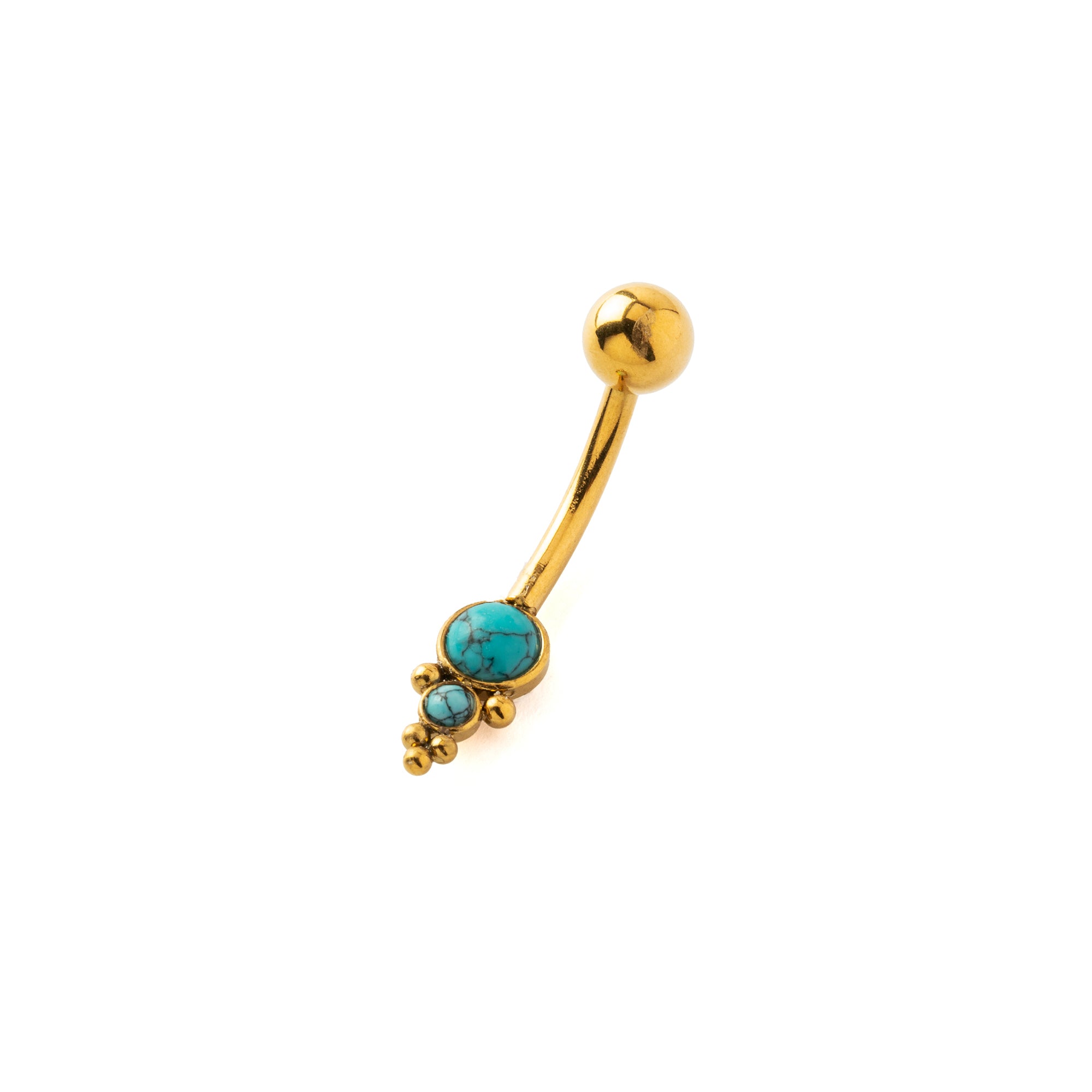 Turquoise Hira Golden Belly Piercing right side view