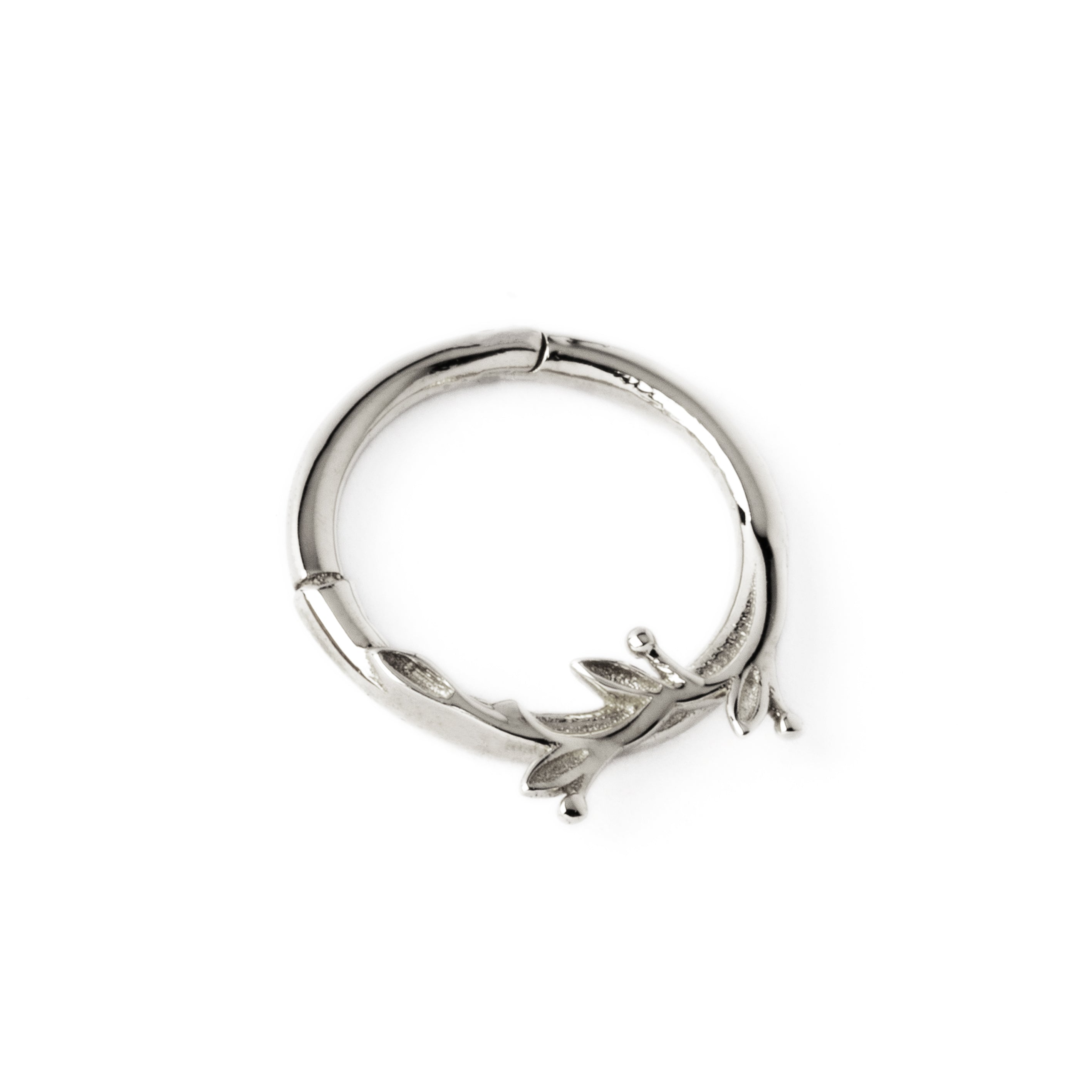 14k White Gold Twig Septum Clicker left side view