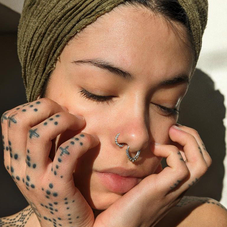 Silver Beaded Nose Ring