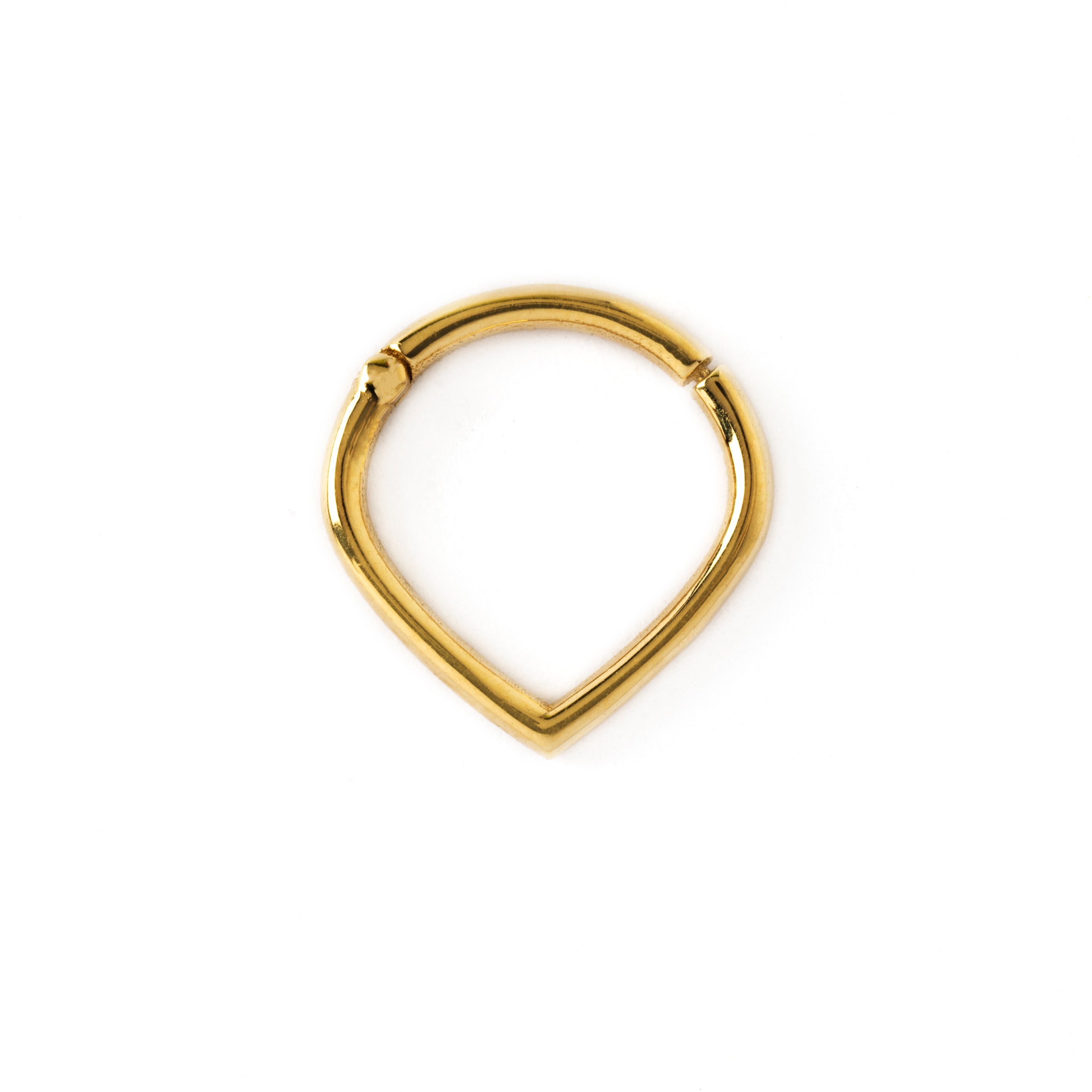 14k Gold teardrop septum clicker ring frontal view