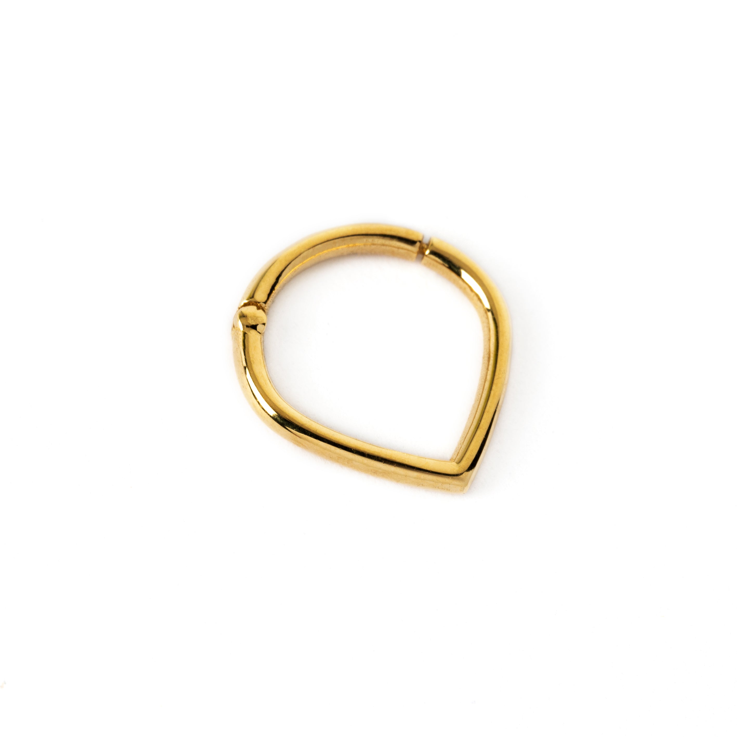 14k Gold teardrop septum clicker ring right side view