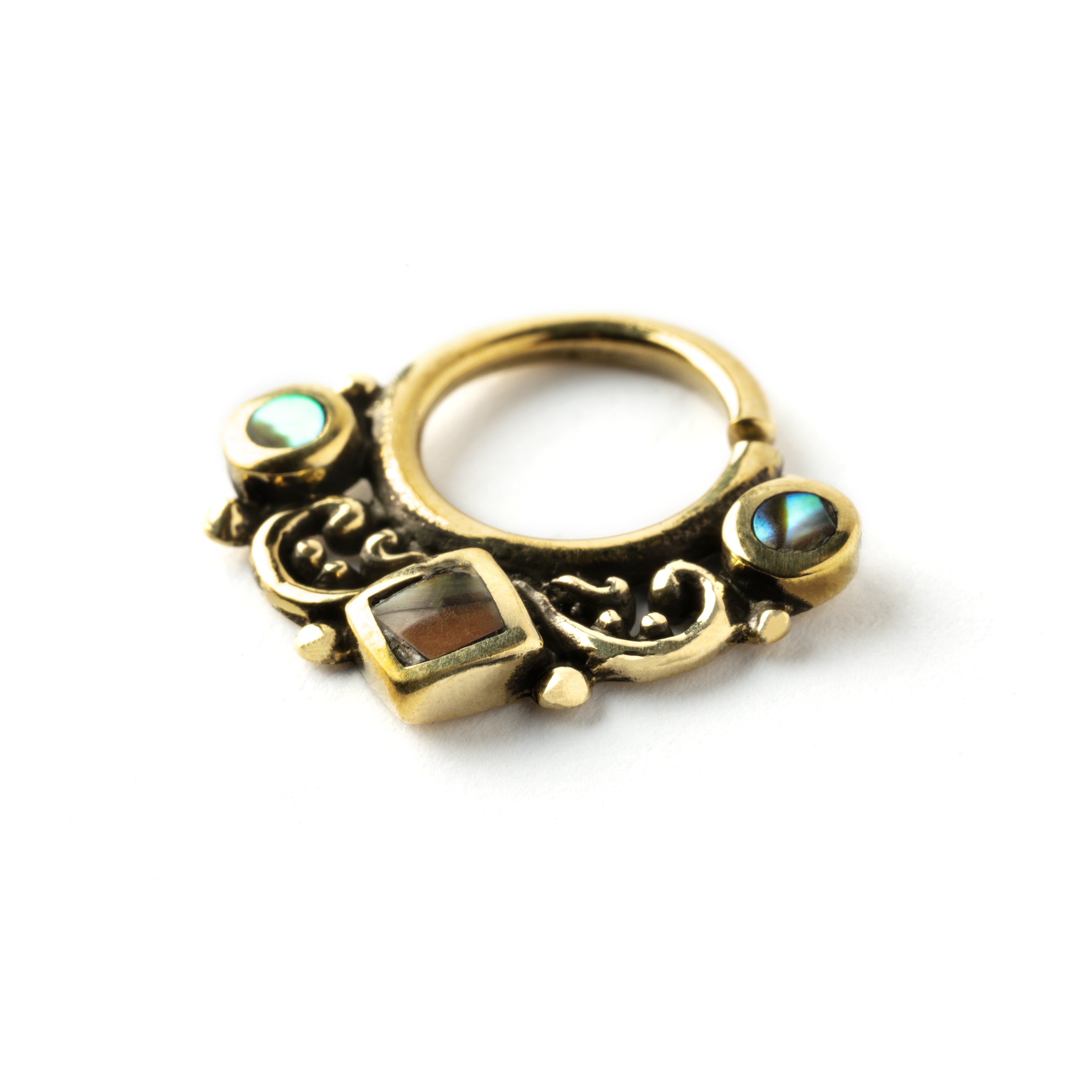 Abalone-shell-septum-ring right side view