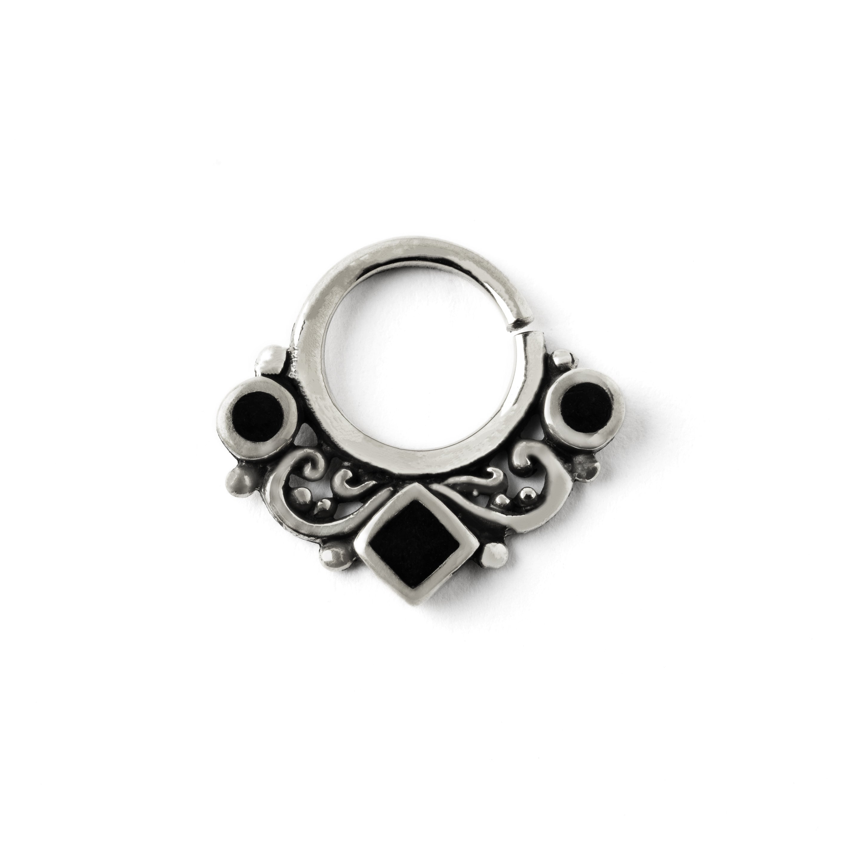 agatha gothic silver septum black shells frontal view
