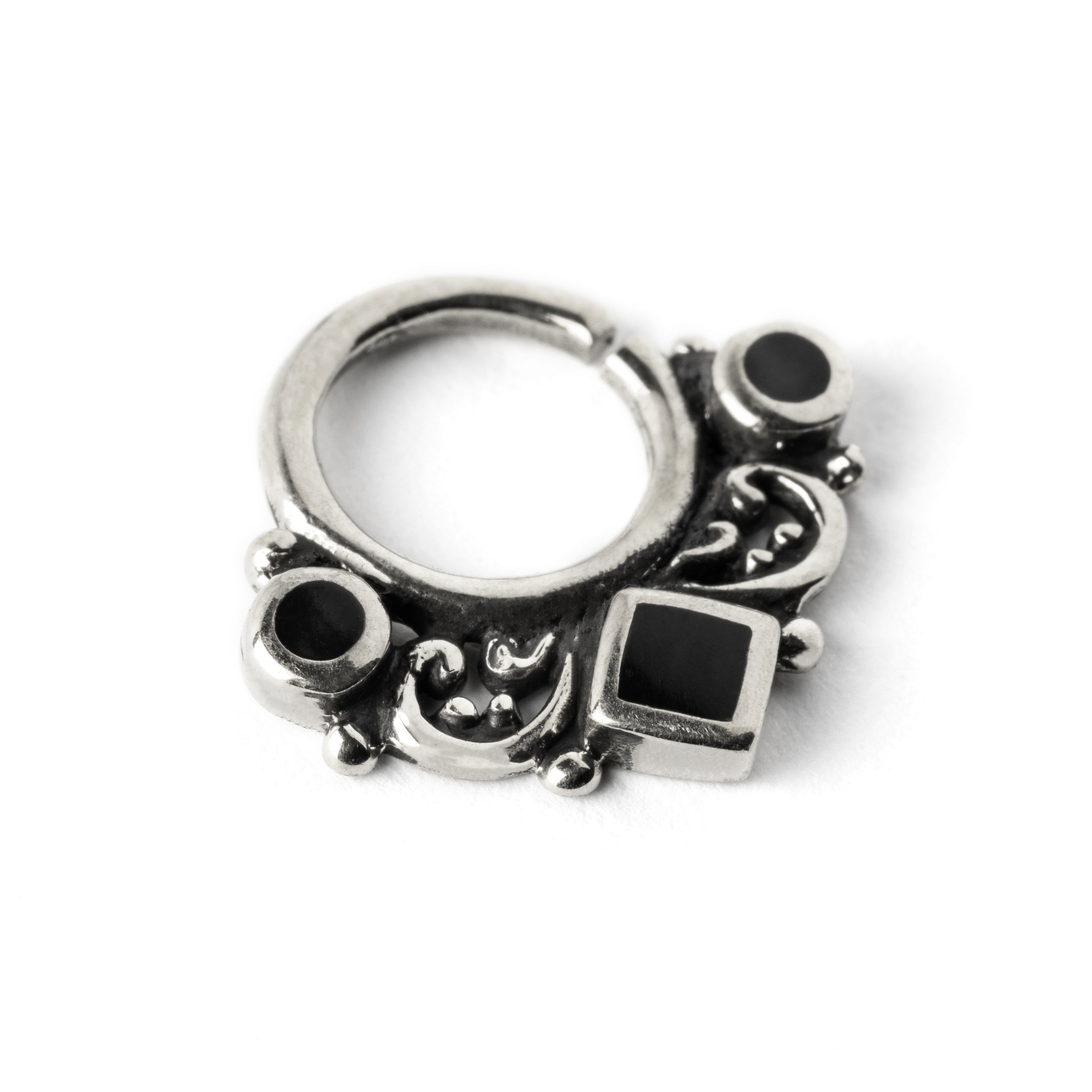 agatha gothic silver septum black shells left side view