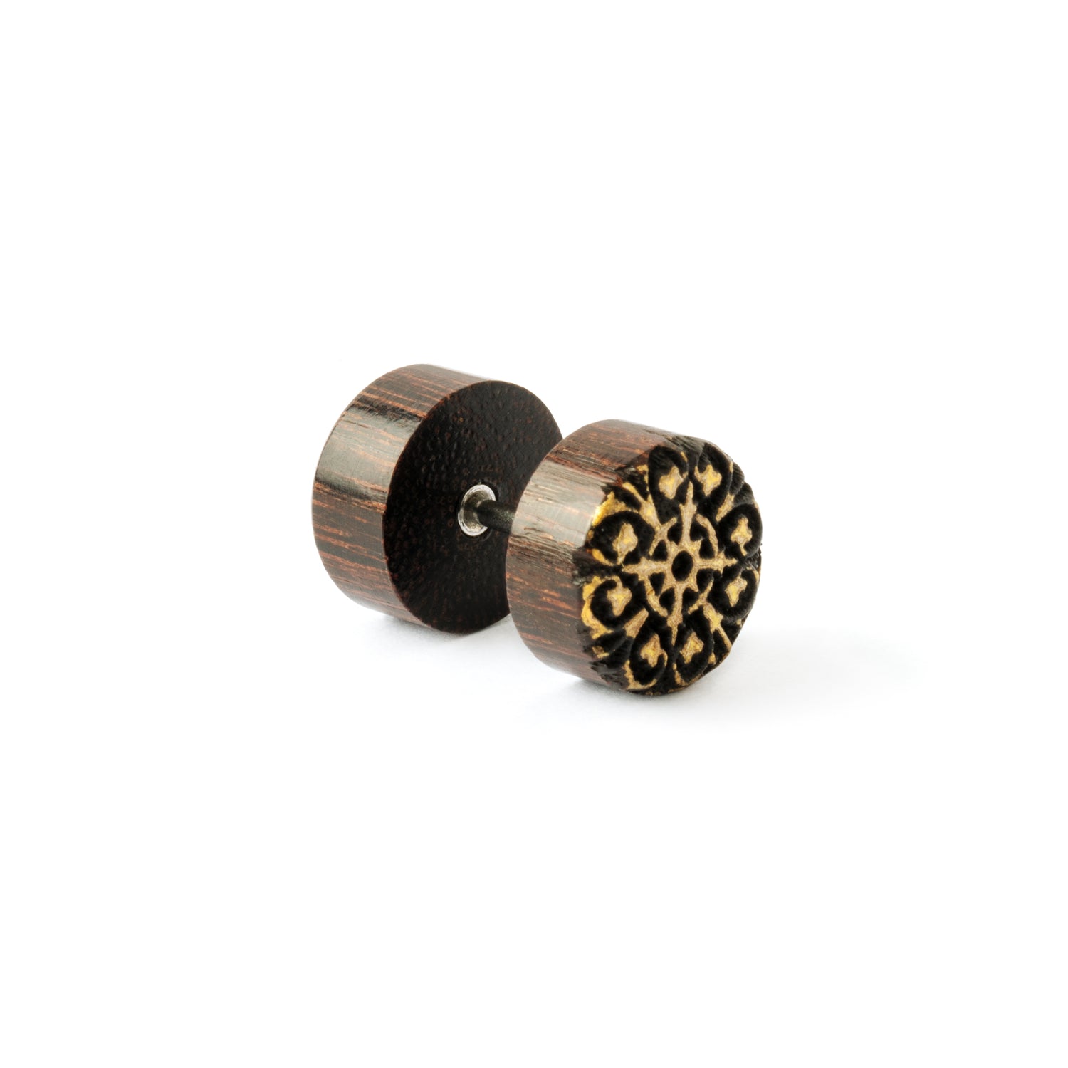 single Aicha wood fake plug earring right side view