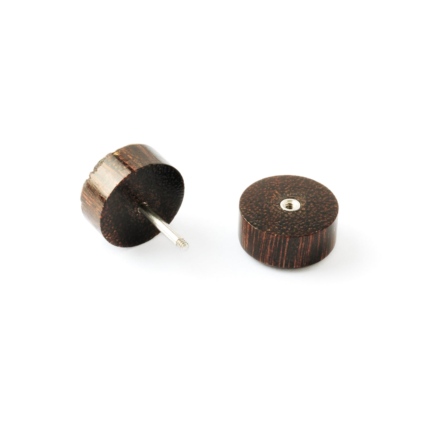 single Aicha wood fake plug earring closure view