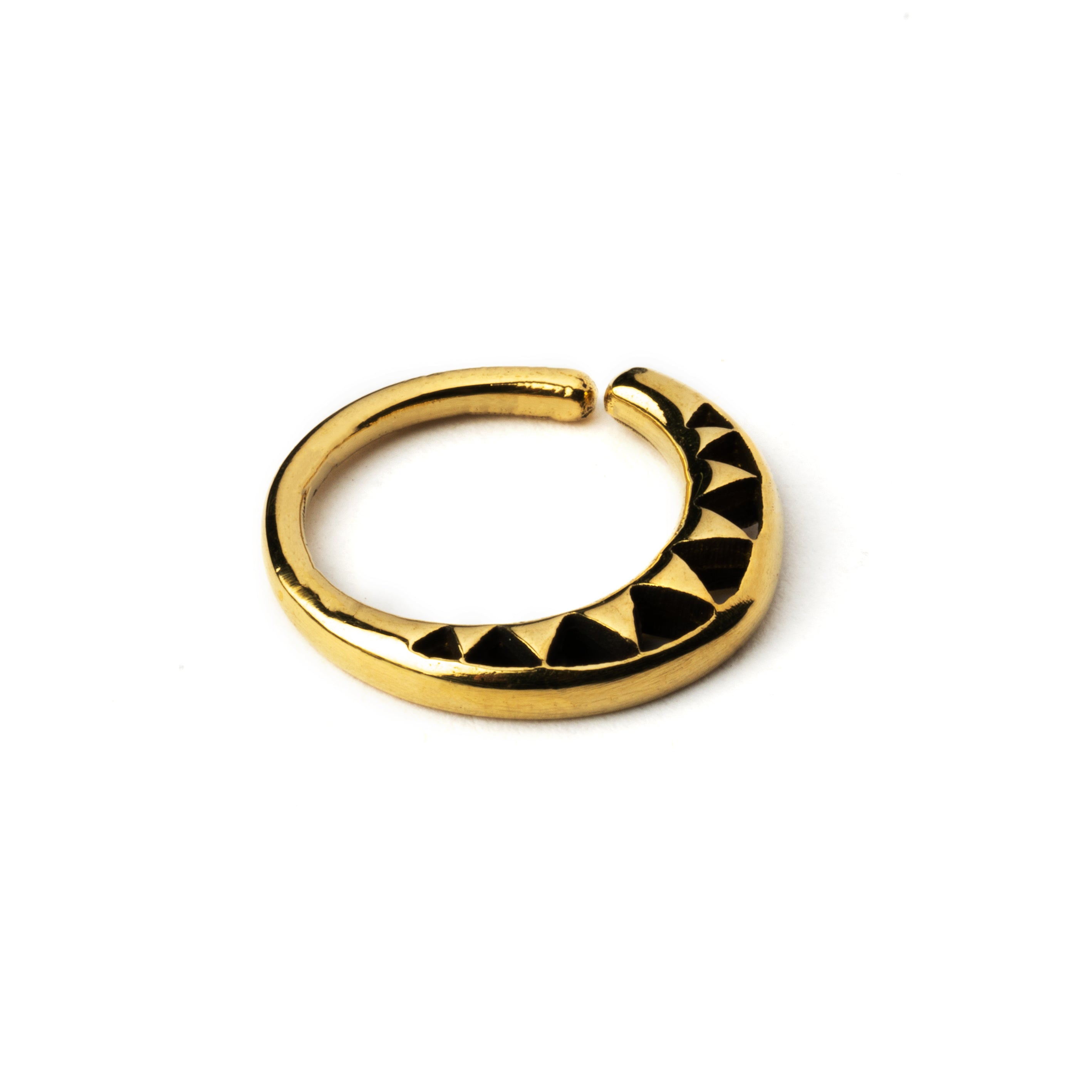 Aja golden brass septum piercing ring left side view