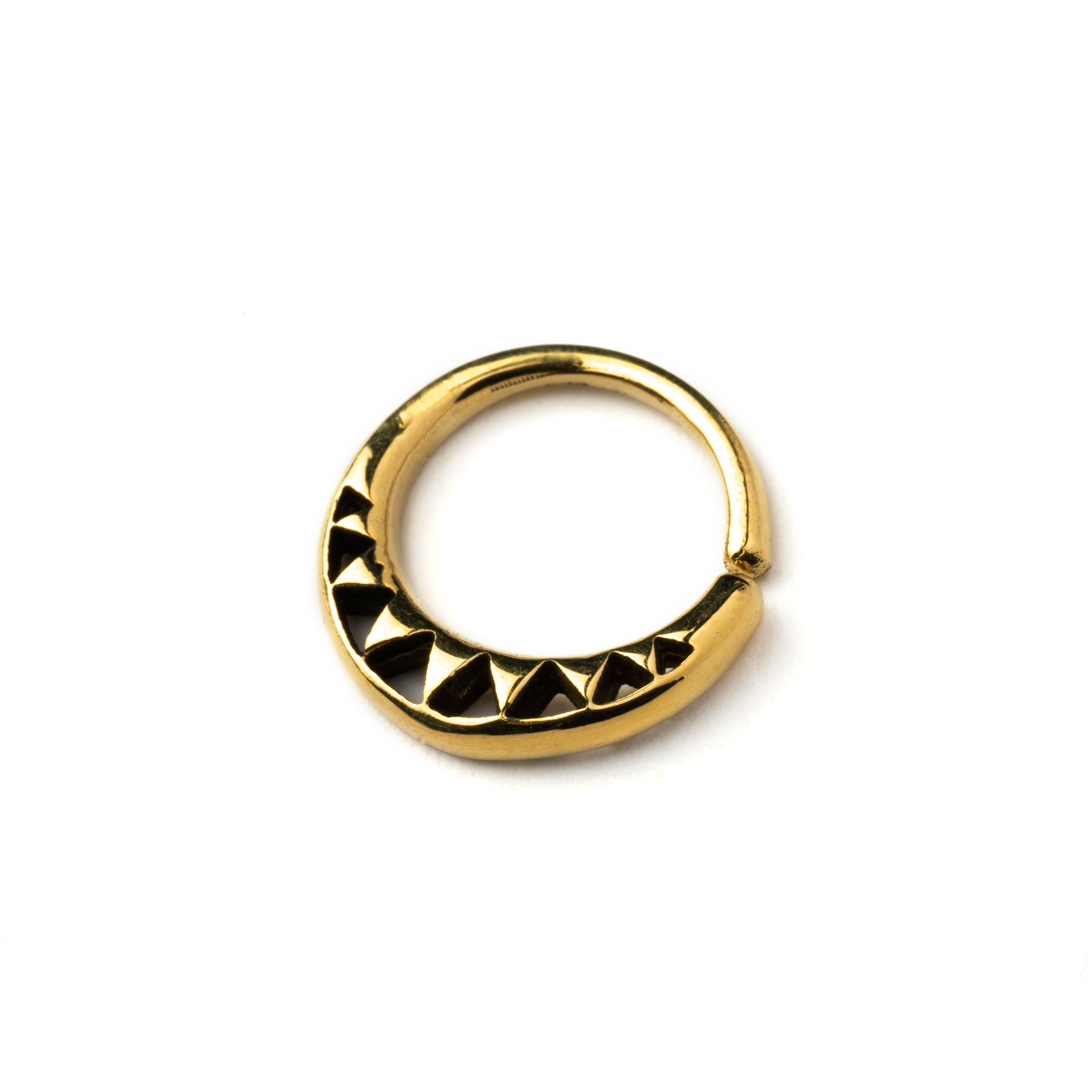 Aja golden brass septum piercing ring right side view