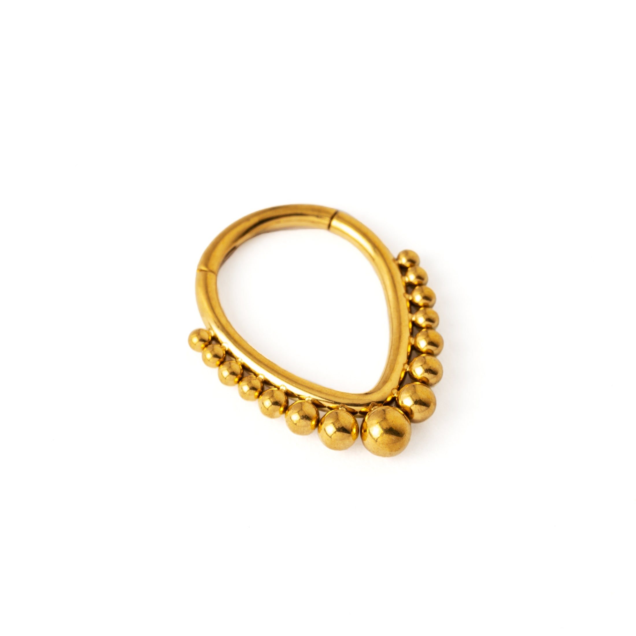 Althea Golden surgical steel Teardrop Septum Clicker ring left side view