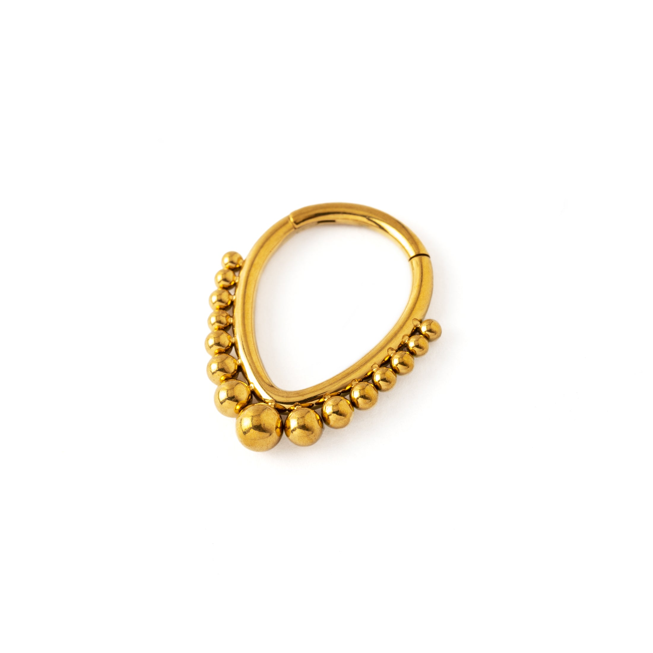 Althea Golden surgical steel Teardrop Septum Clicker ring right side view