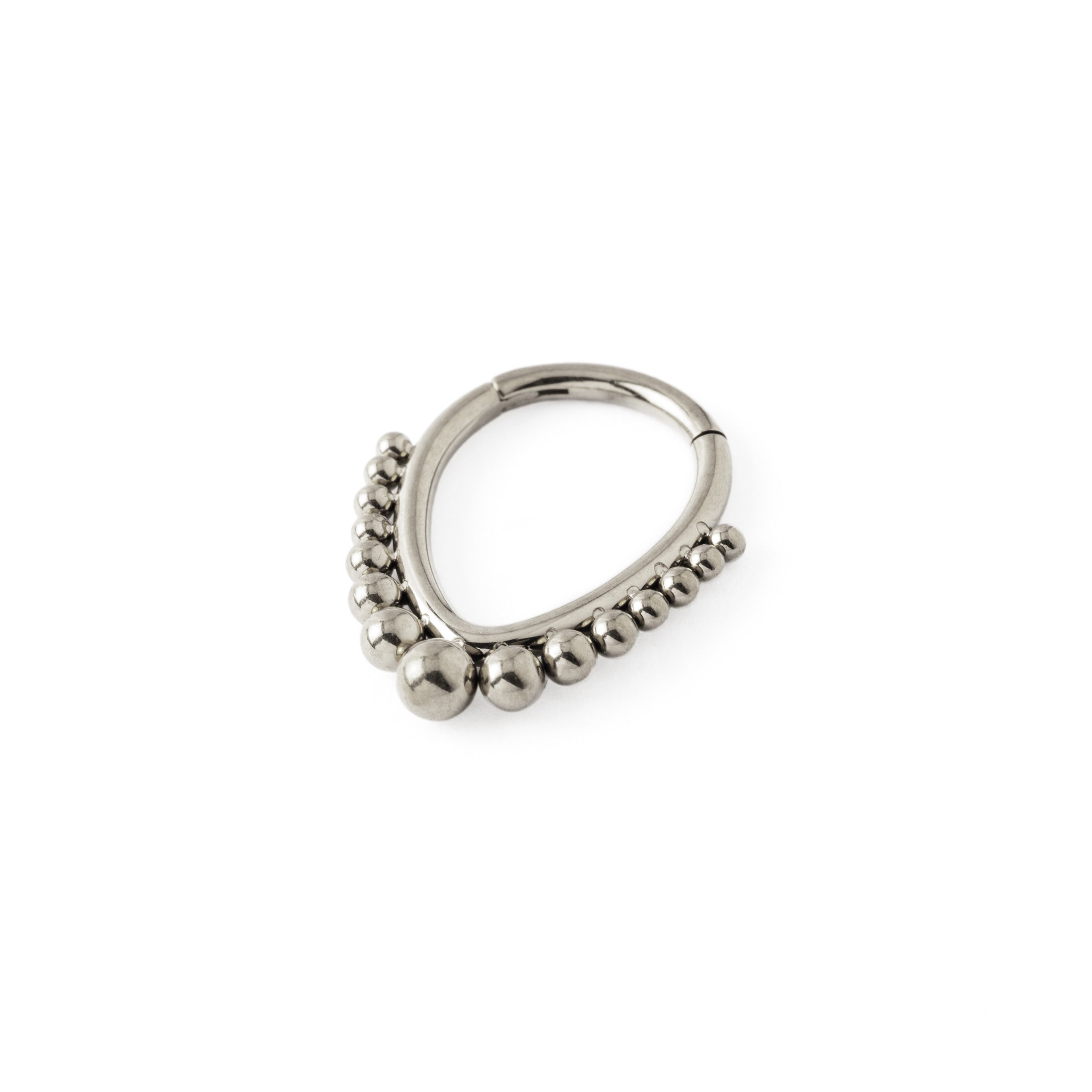 Althea Teardrop surgical steel Septum Clicker ring right side view