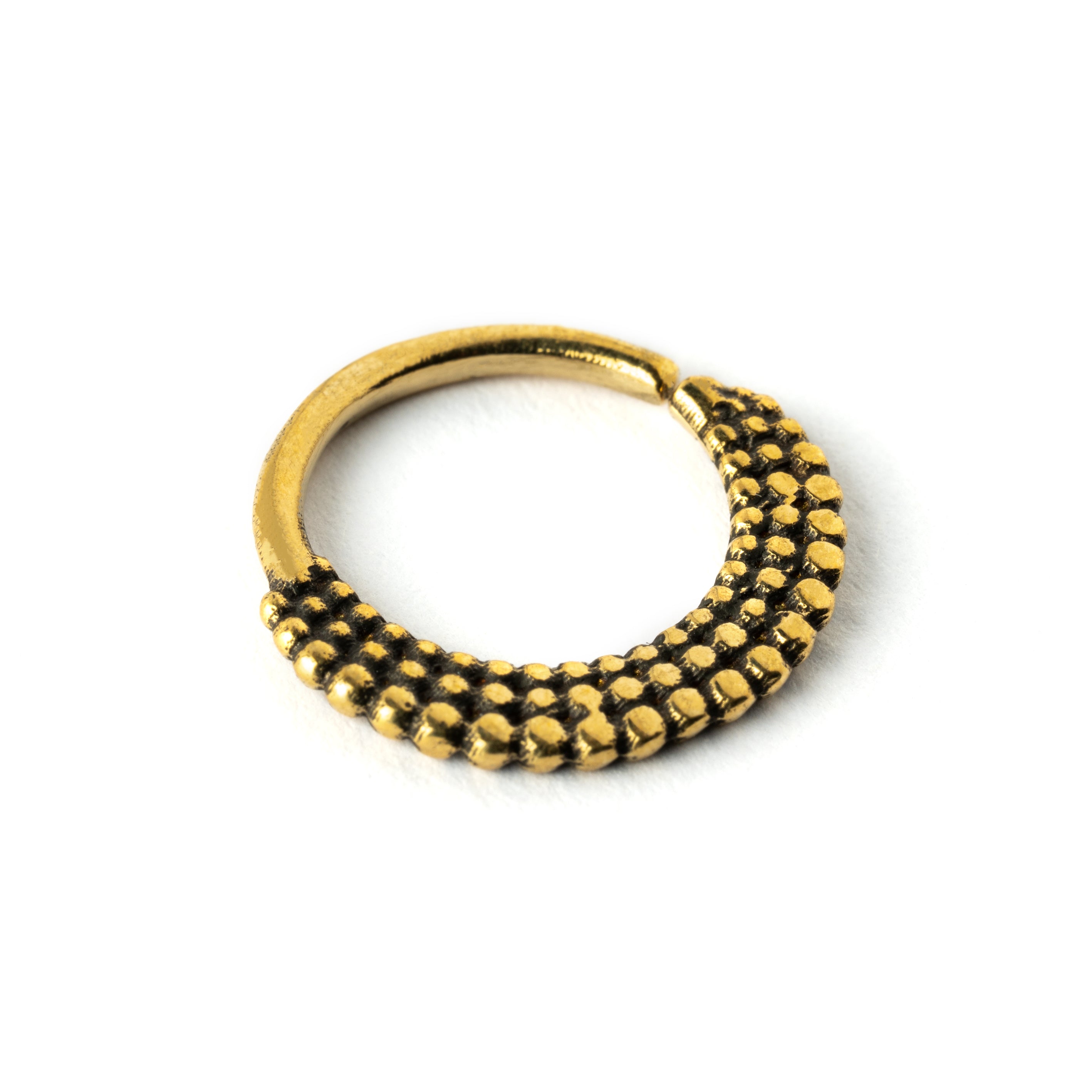 Ameya golden brass tribal septum ring left side view