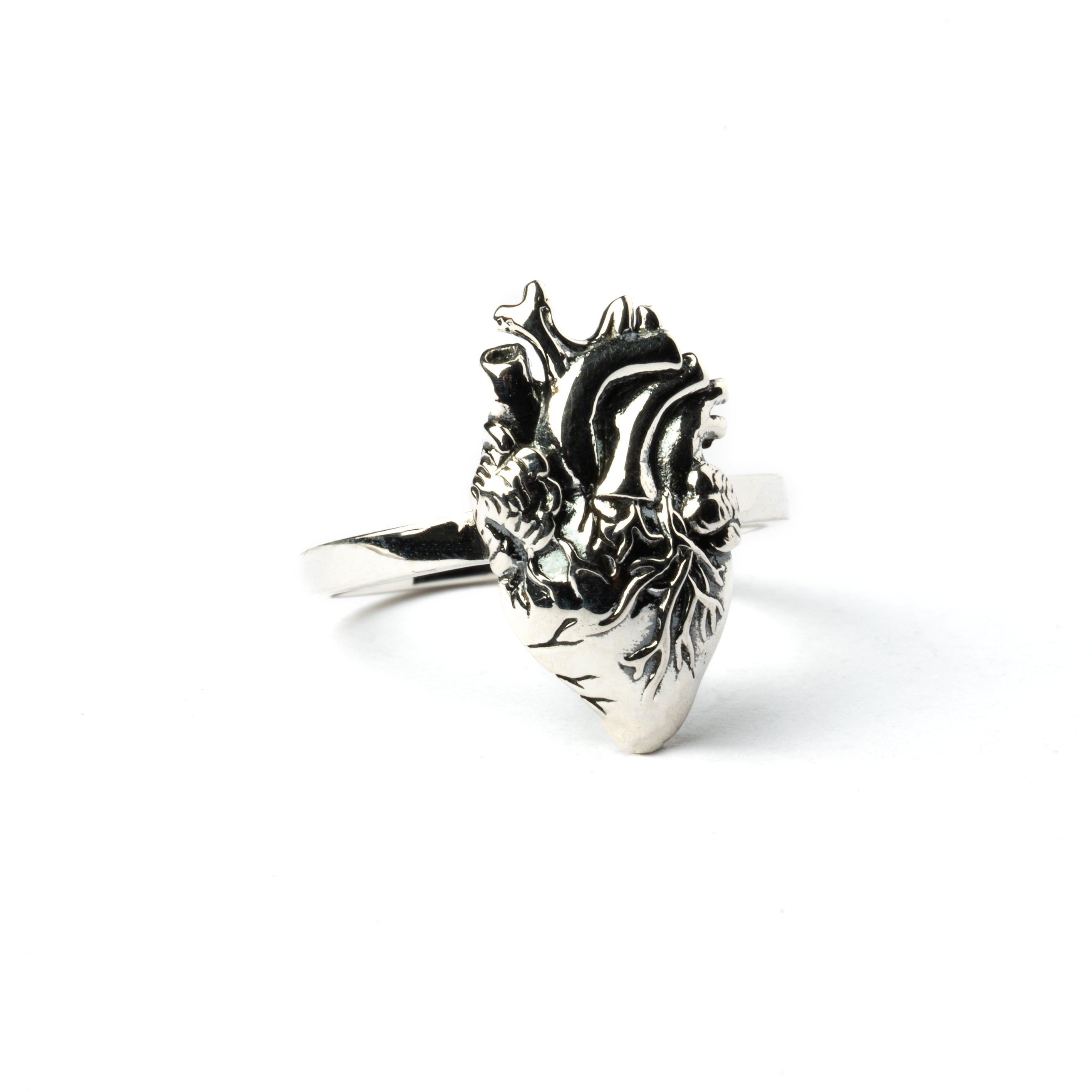 Silver Anatomic Heart Ring right side view