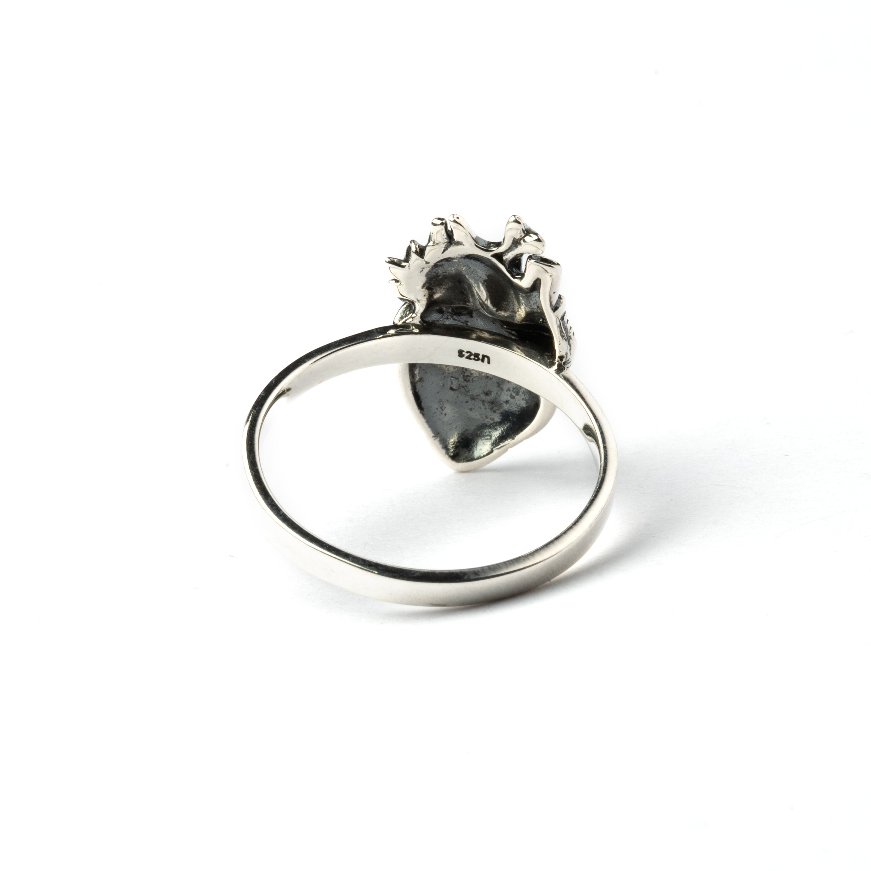Silver Anatomic Heart Ring back view