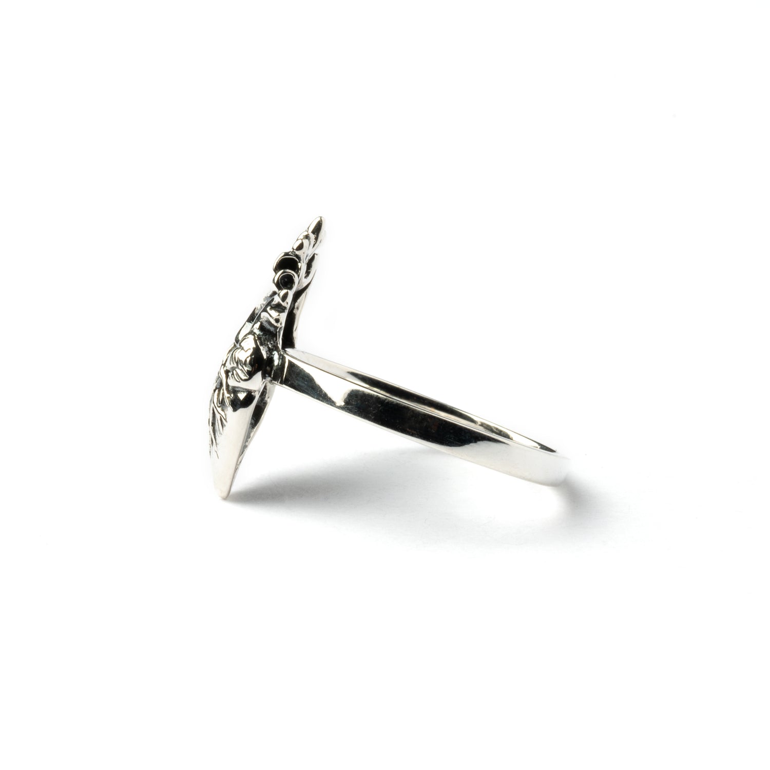 Silver Anatomic Heart Ring side view