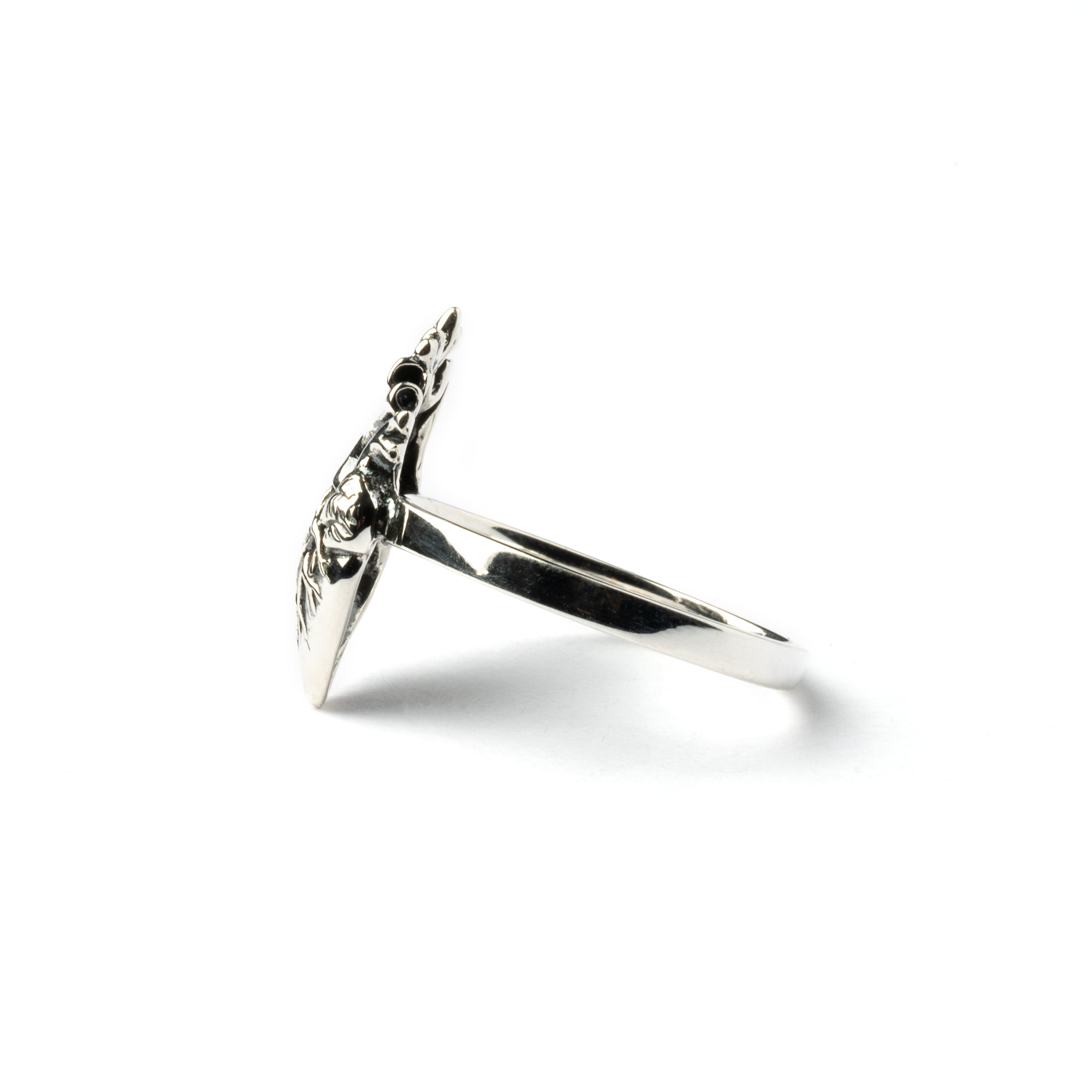 Silver Anatomic Heart Ring side view