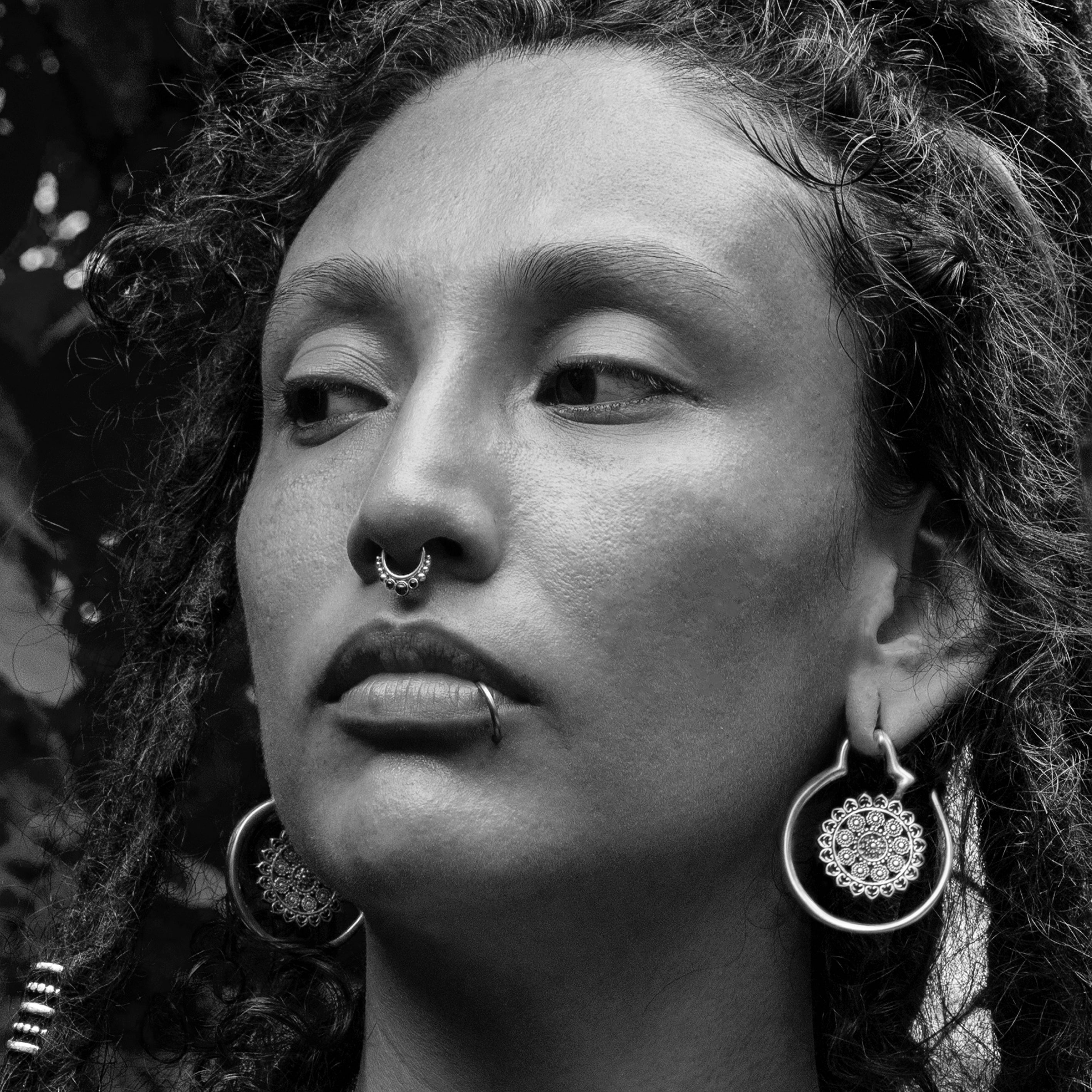 model wearing Filigree Flower Hangers