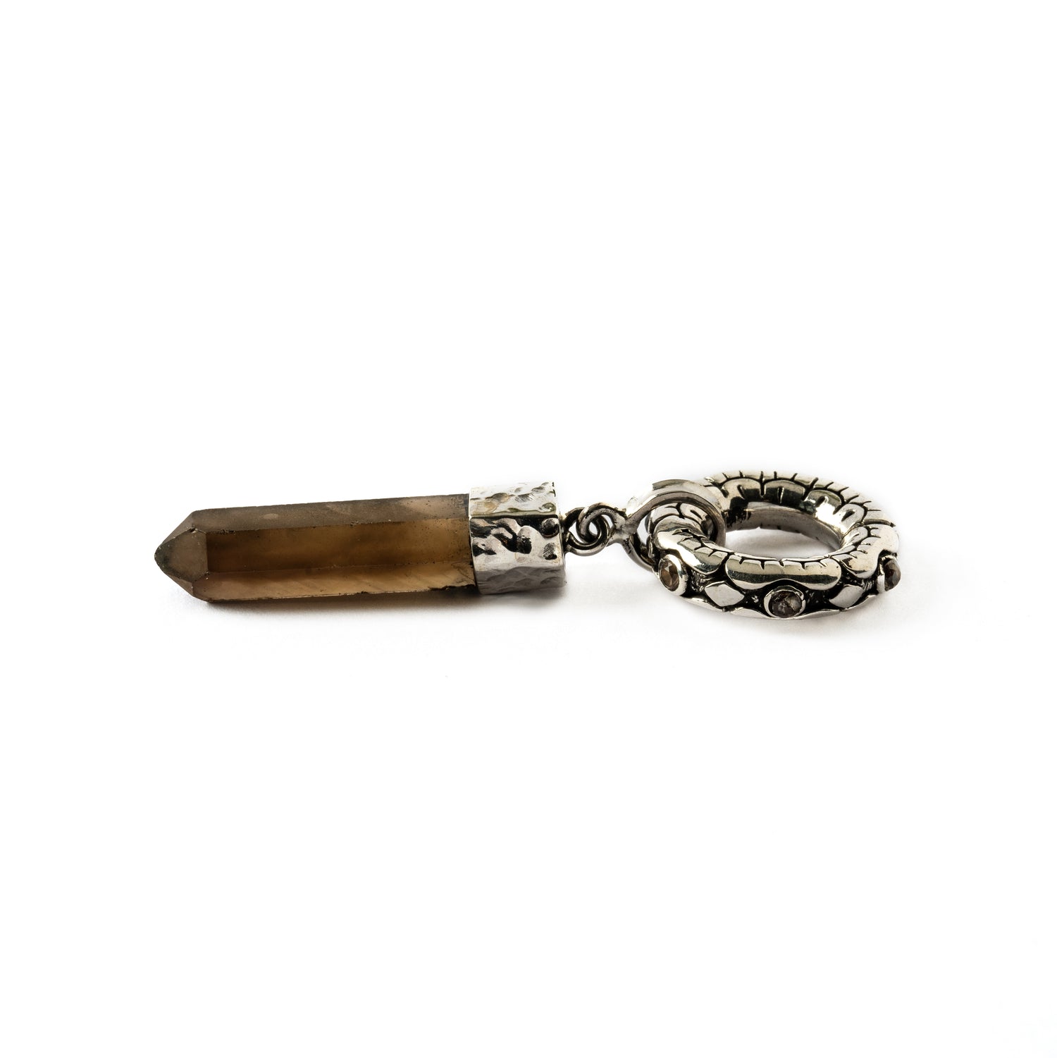 Ashara Silver Hanger - Smokey Quartz side view