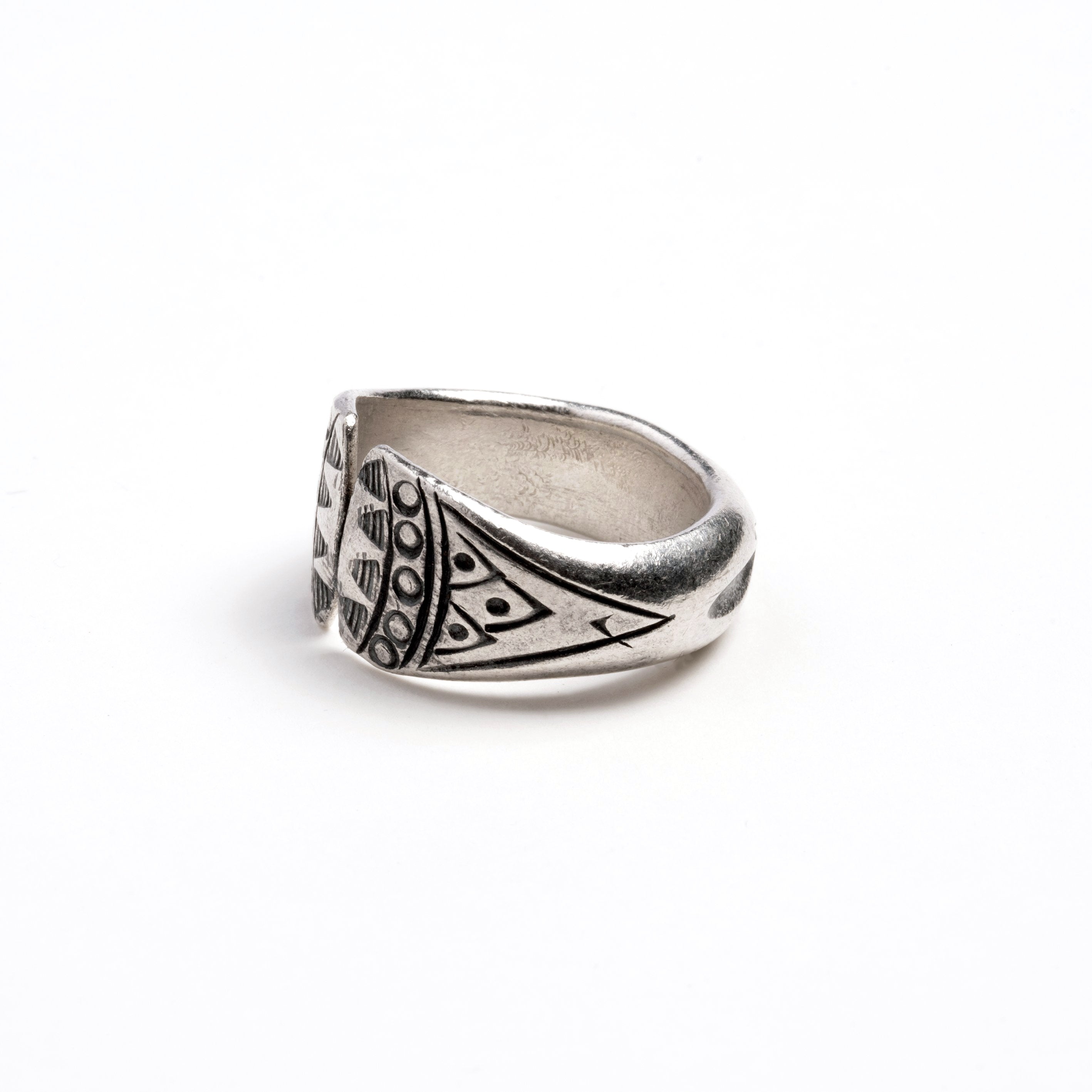 Bear Hug Tribal Silver Ring right view