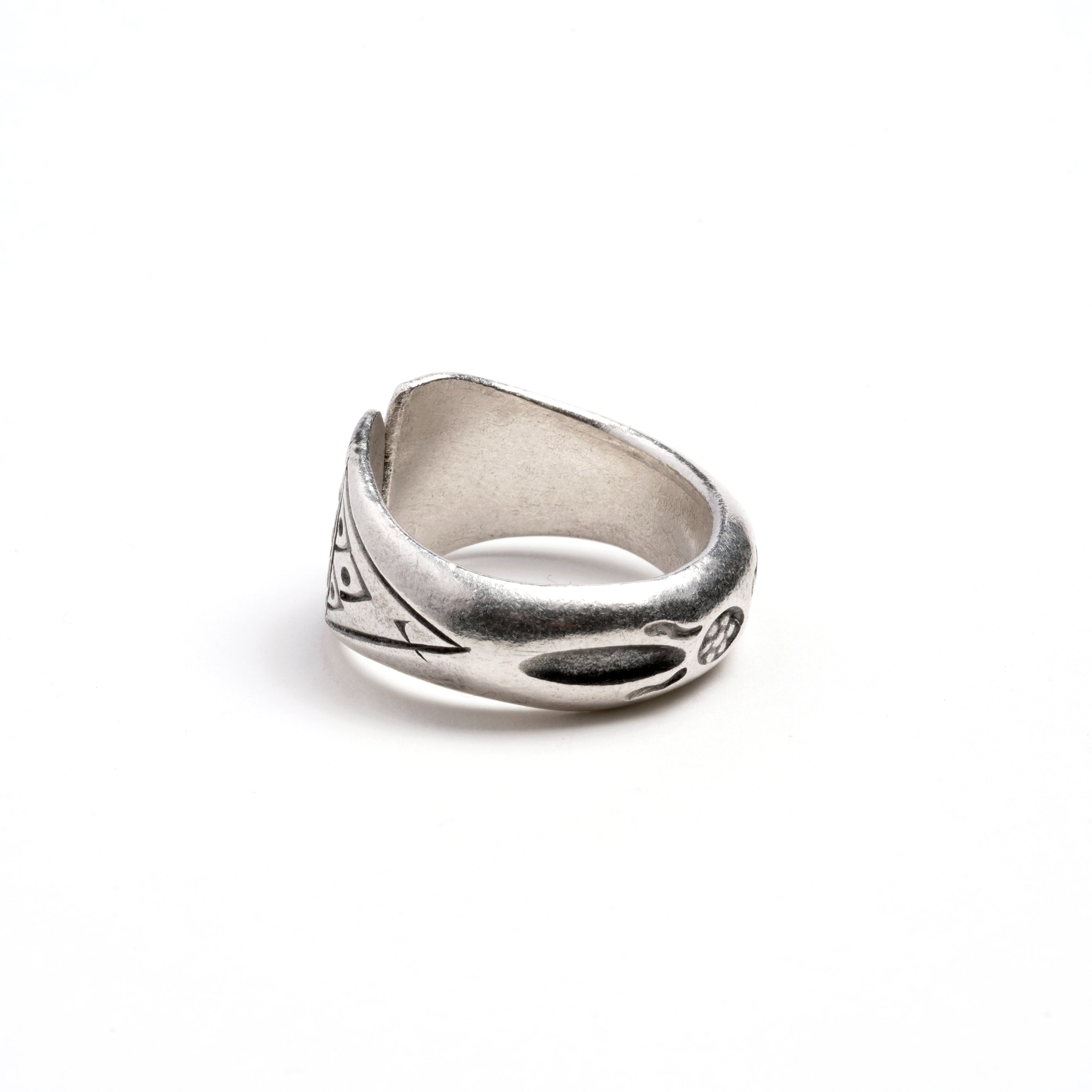 Bear Hug Tribal Silver Ring back right view
