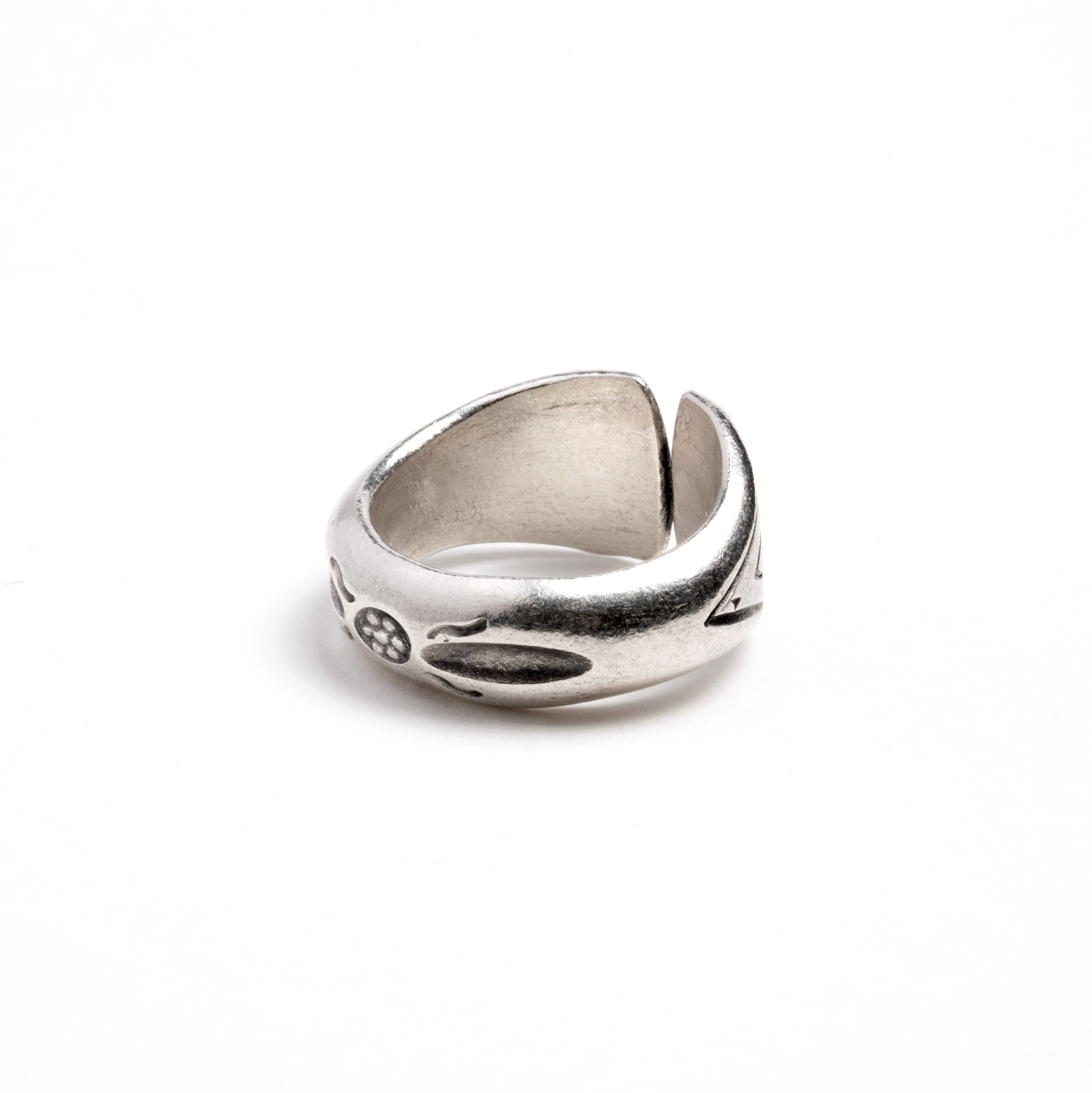 Bear Hug Tribal Silver Ring back left view