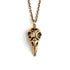Bronze raven skull necklace frontal view