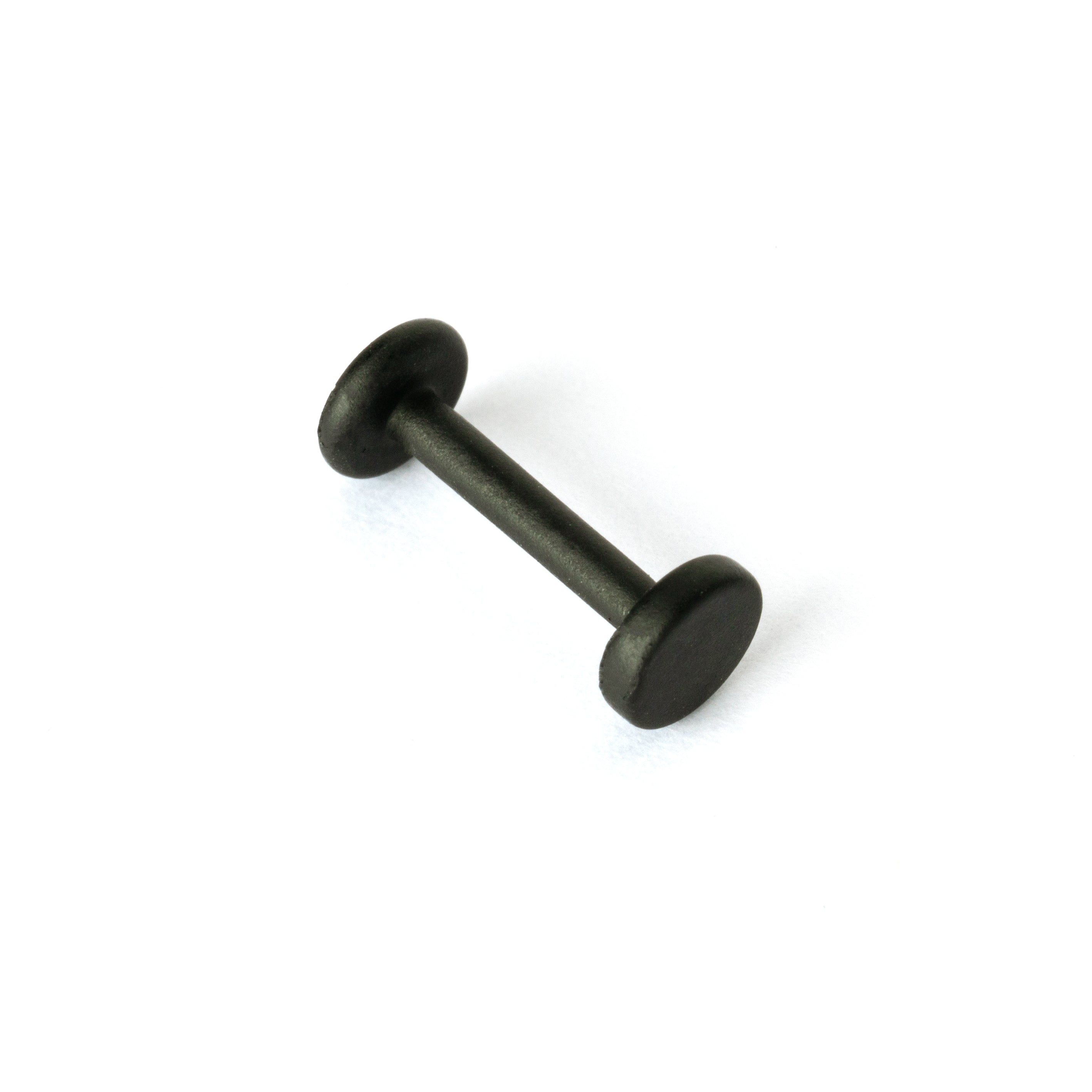 matte black surgical steel round flat disc labret stud left side view