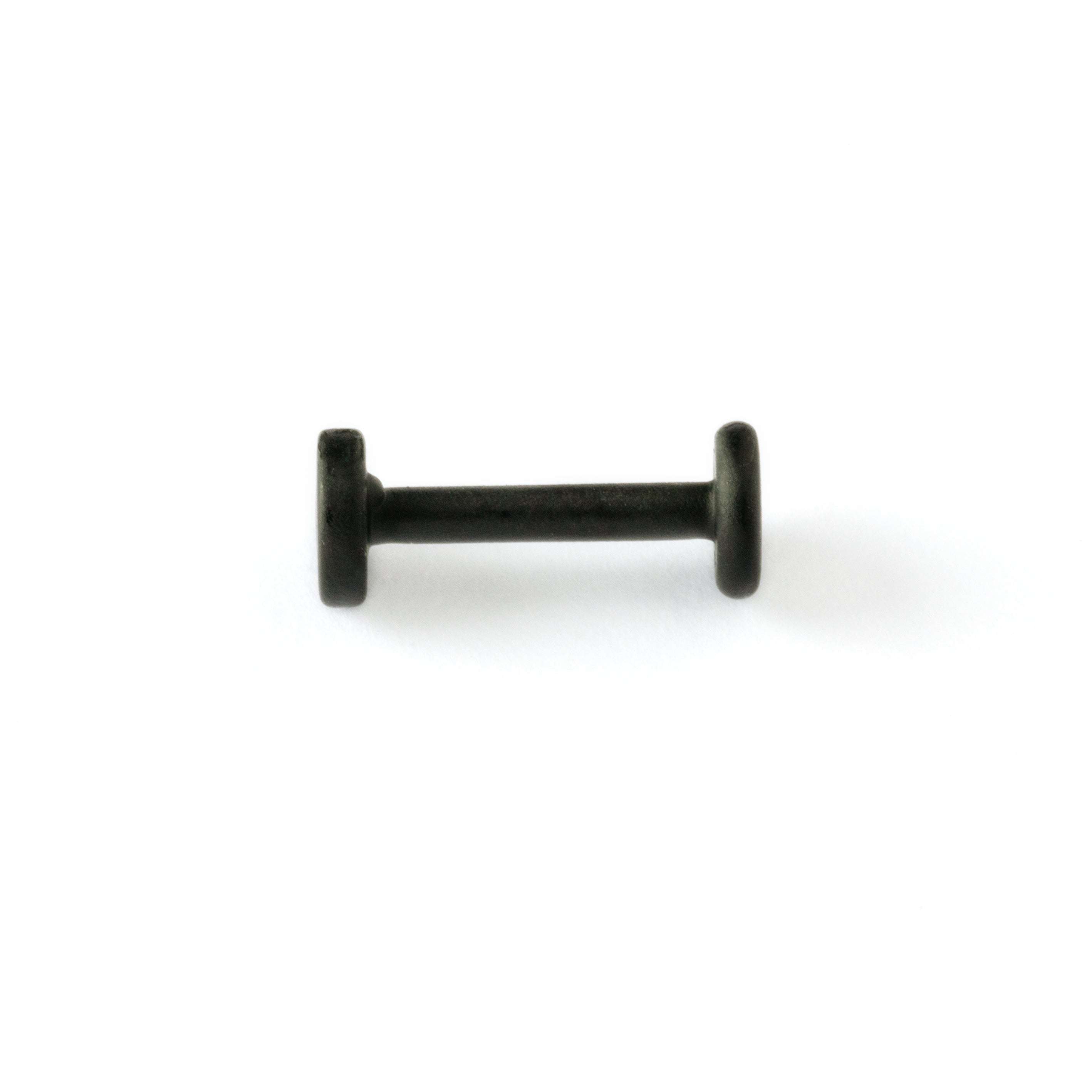 matte black surgical steel round flat disc labret stud side view