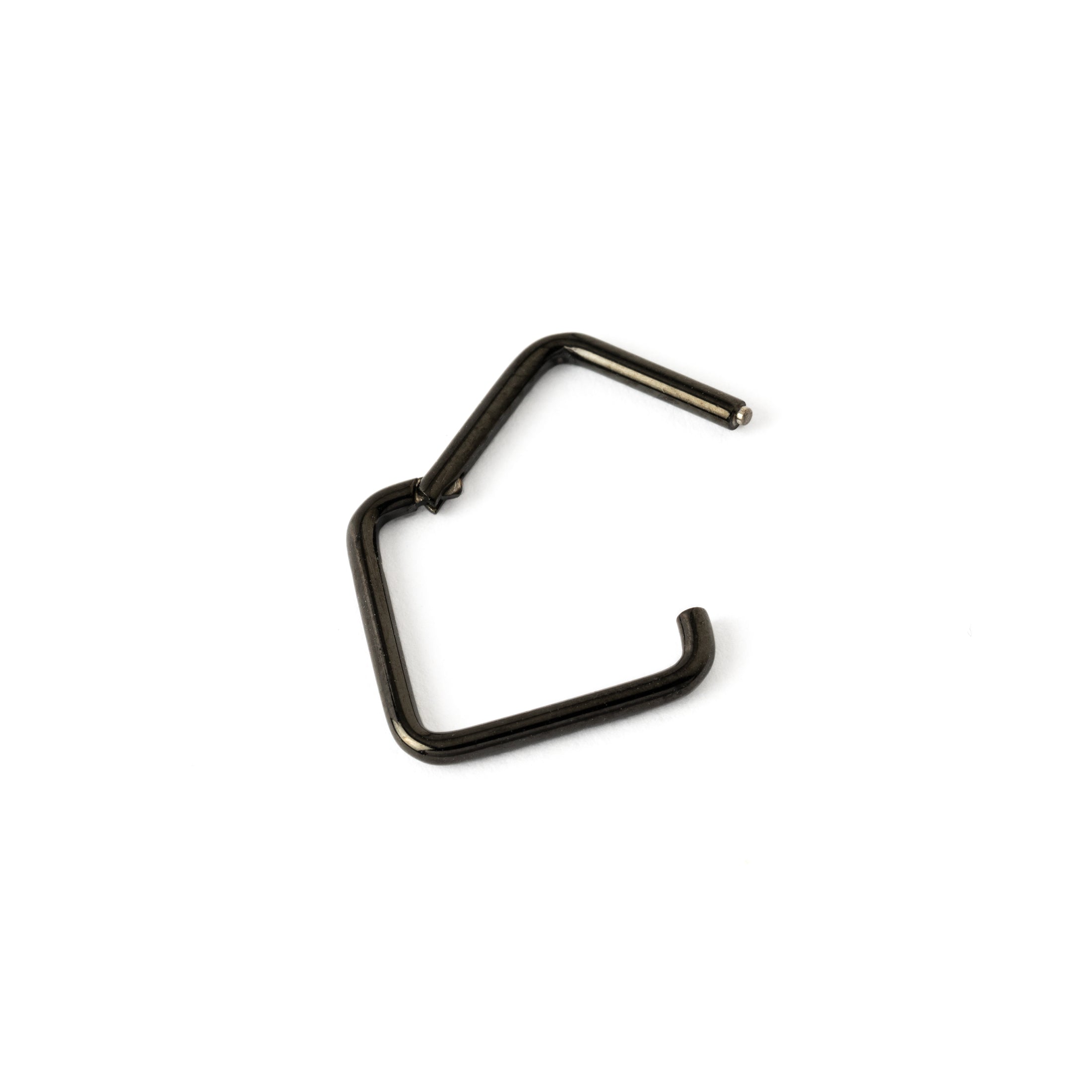 Black surgical steel Oblong Clicker Ring hinged segment open mode view