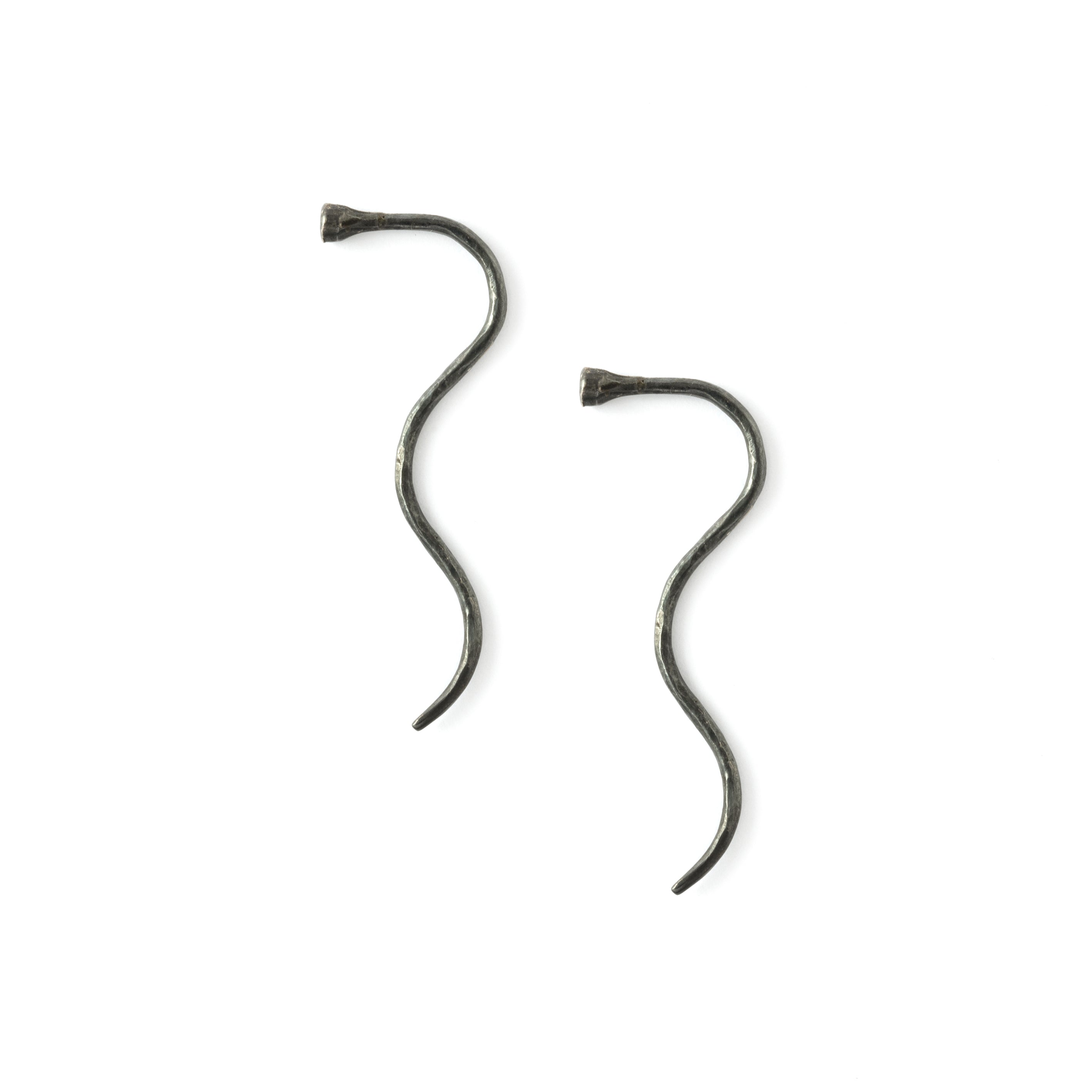 Black Silver Long Tail Earrings with Iolite