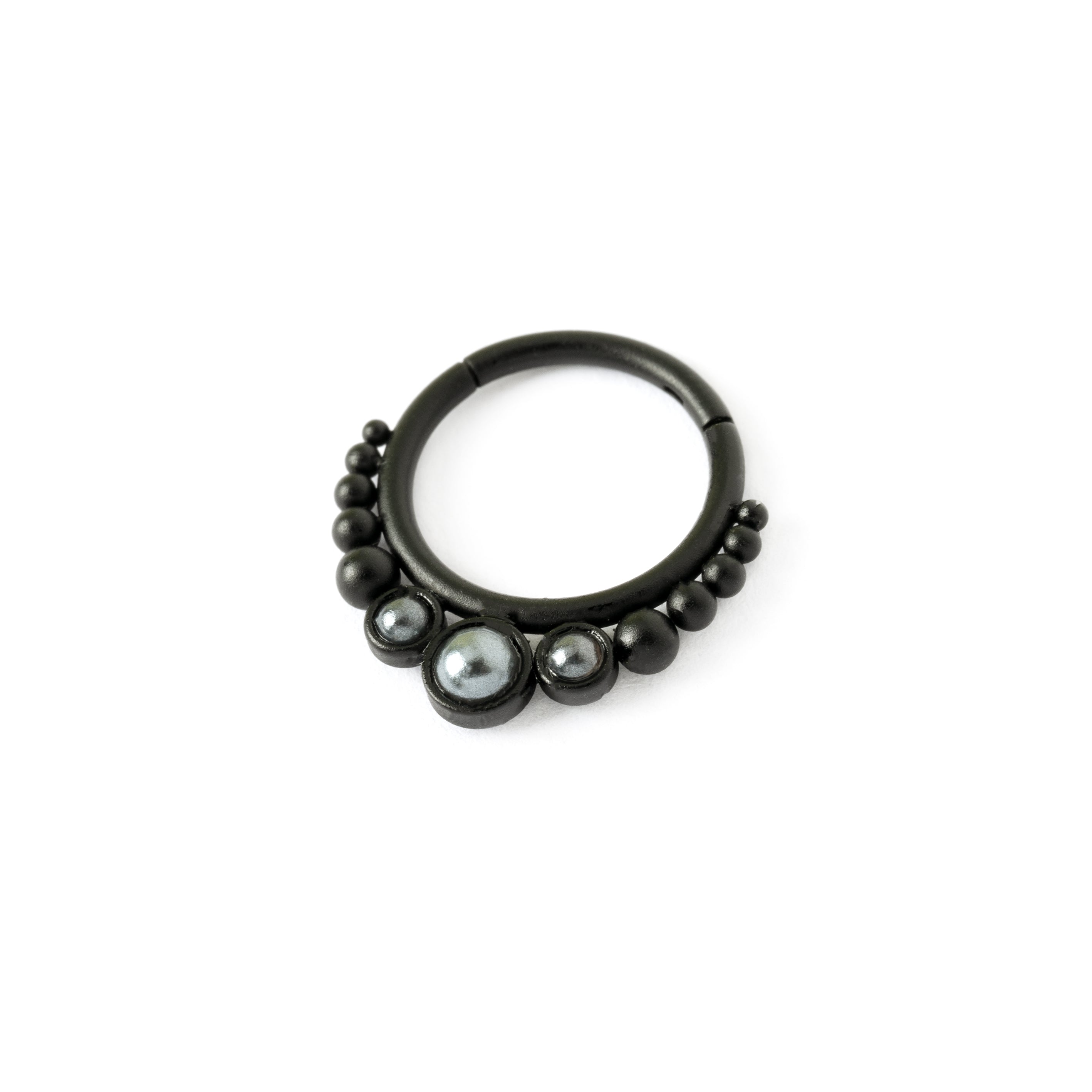 Black Siti pearl septum clicker left side view