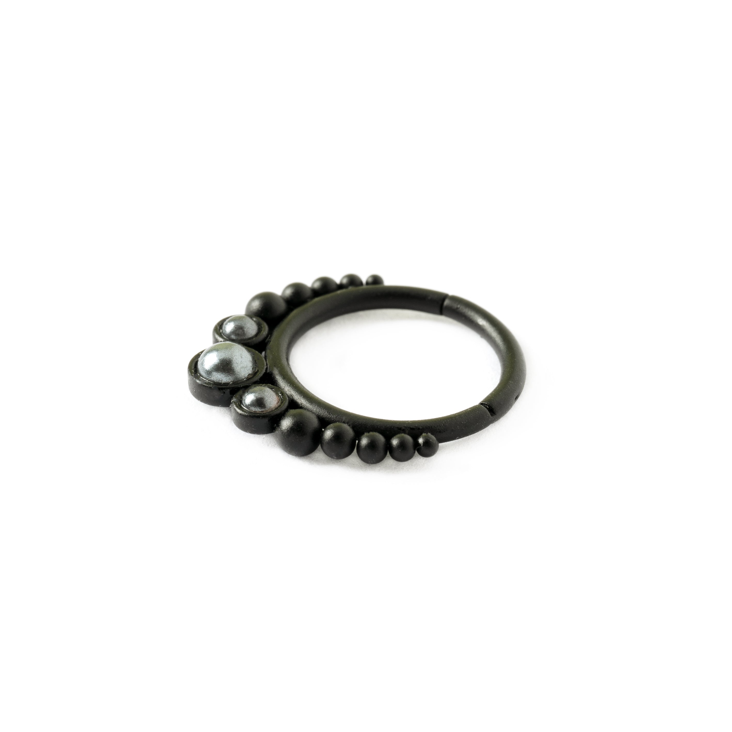 Black Siti pearl septum clicker side view