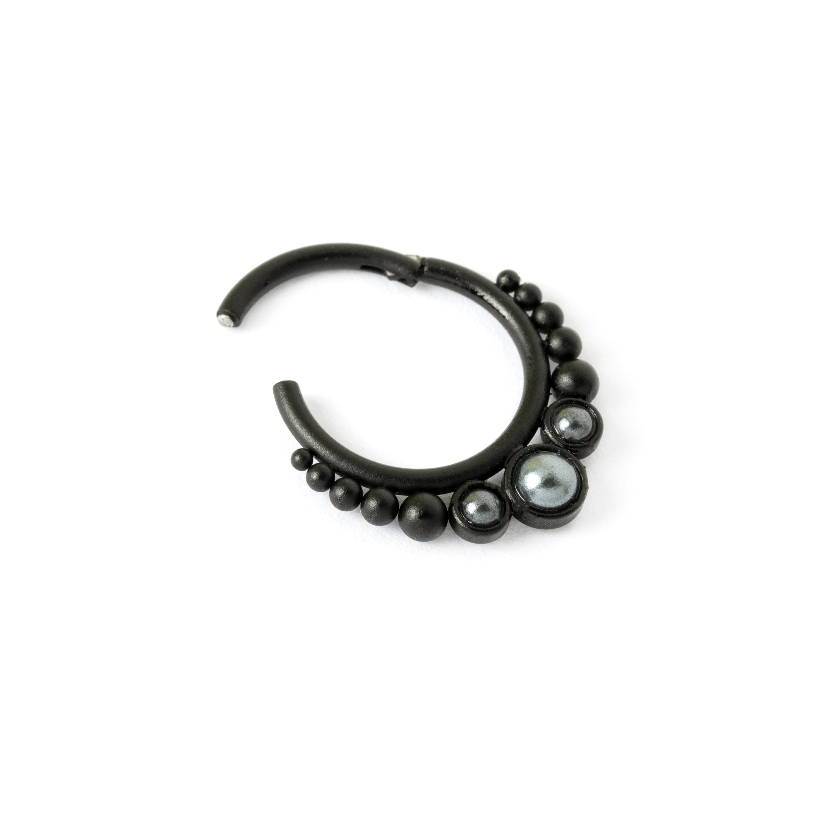 Black Siti pearl septum clicker left hinged segment view