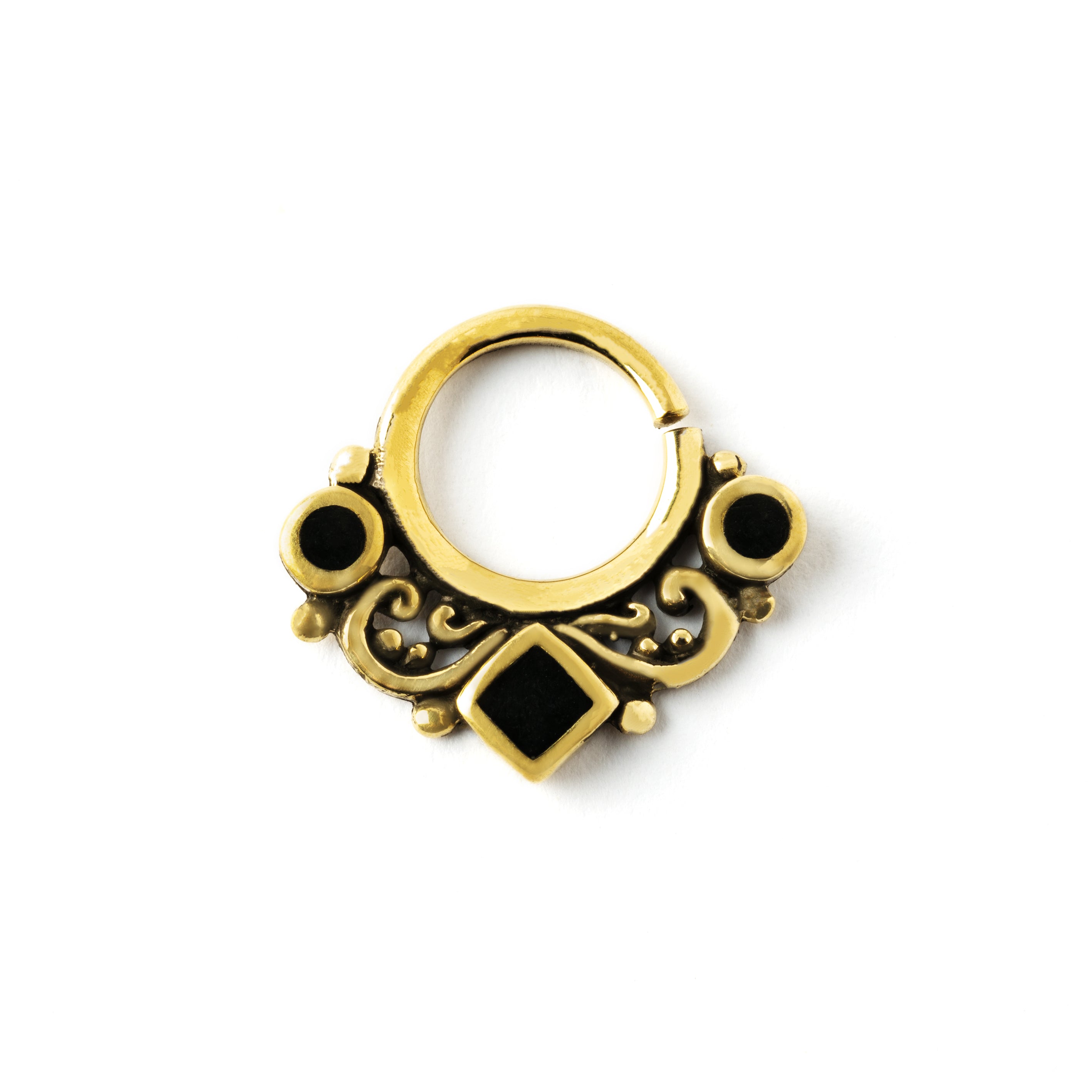 Black-shell-septum-ring frontal view