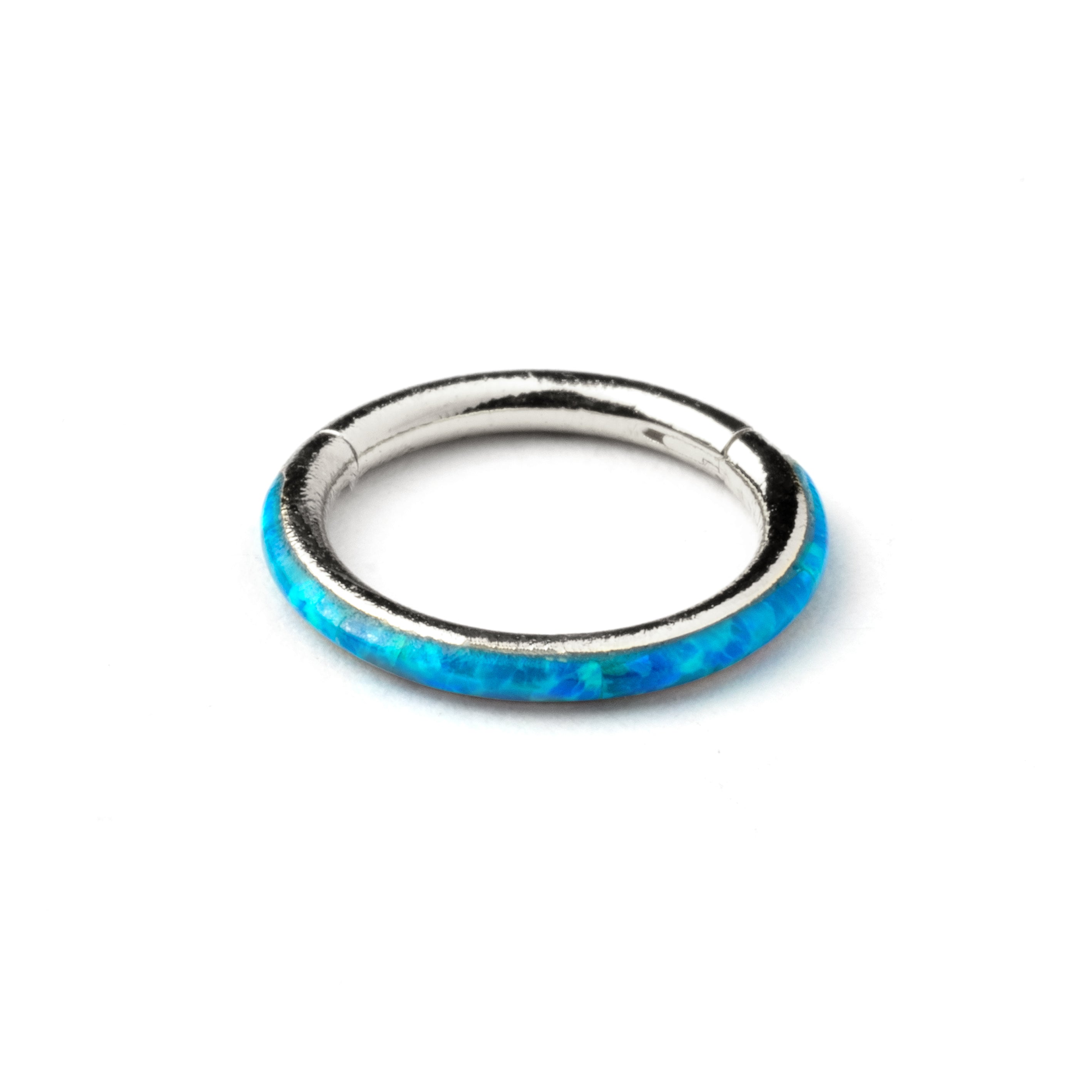 surgical steel and blue opal hinged segment ring septum clicker