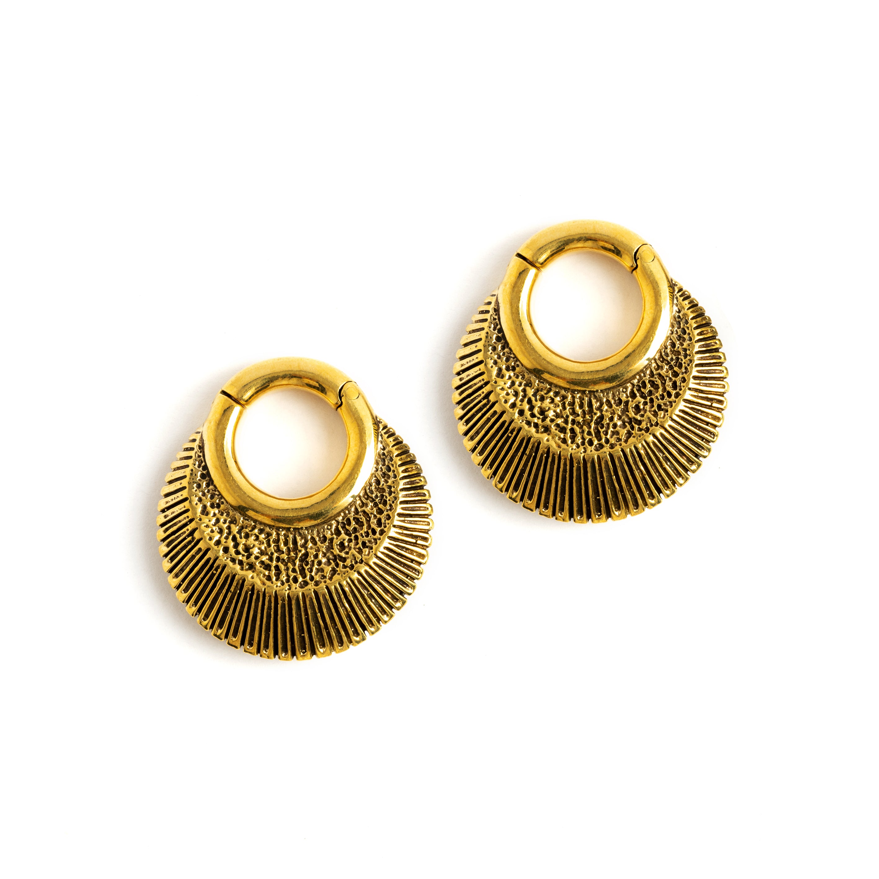Brass African clicker Hoop Gauge Earrings ear weights hangers front
