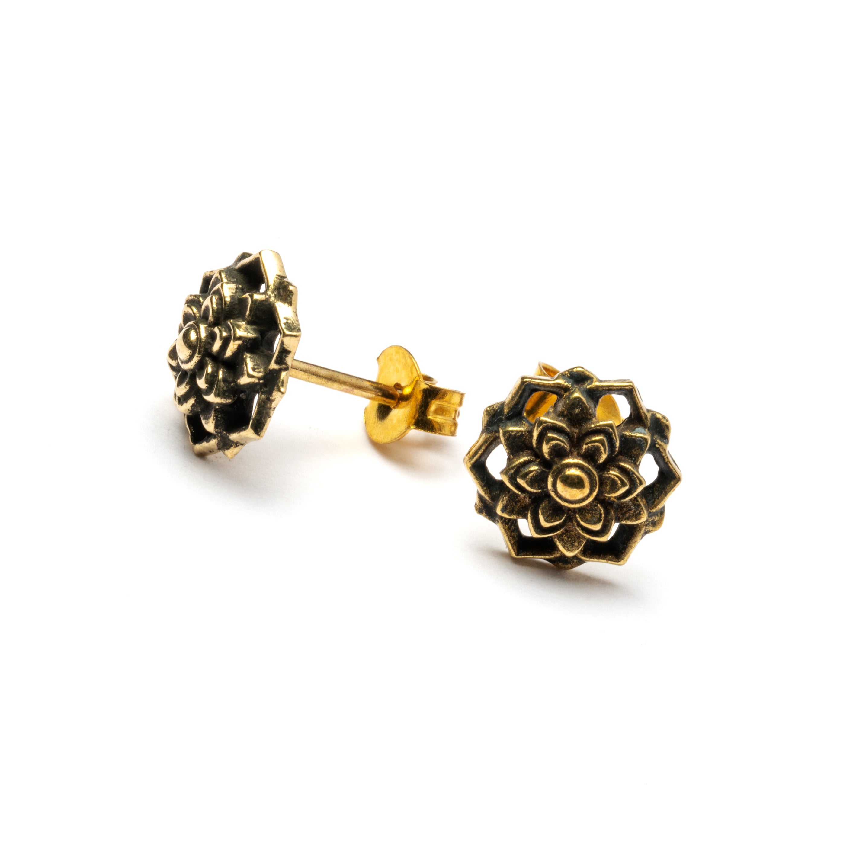 Flower Brass Ear Studs