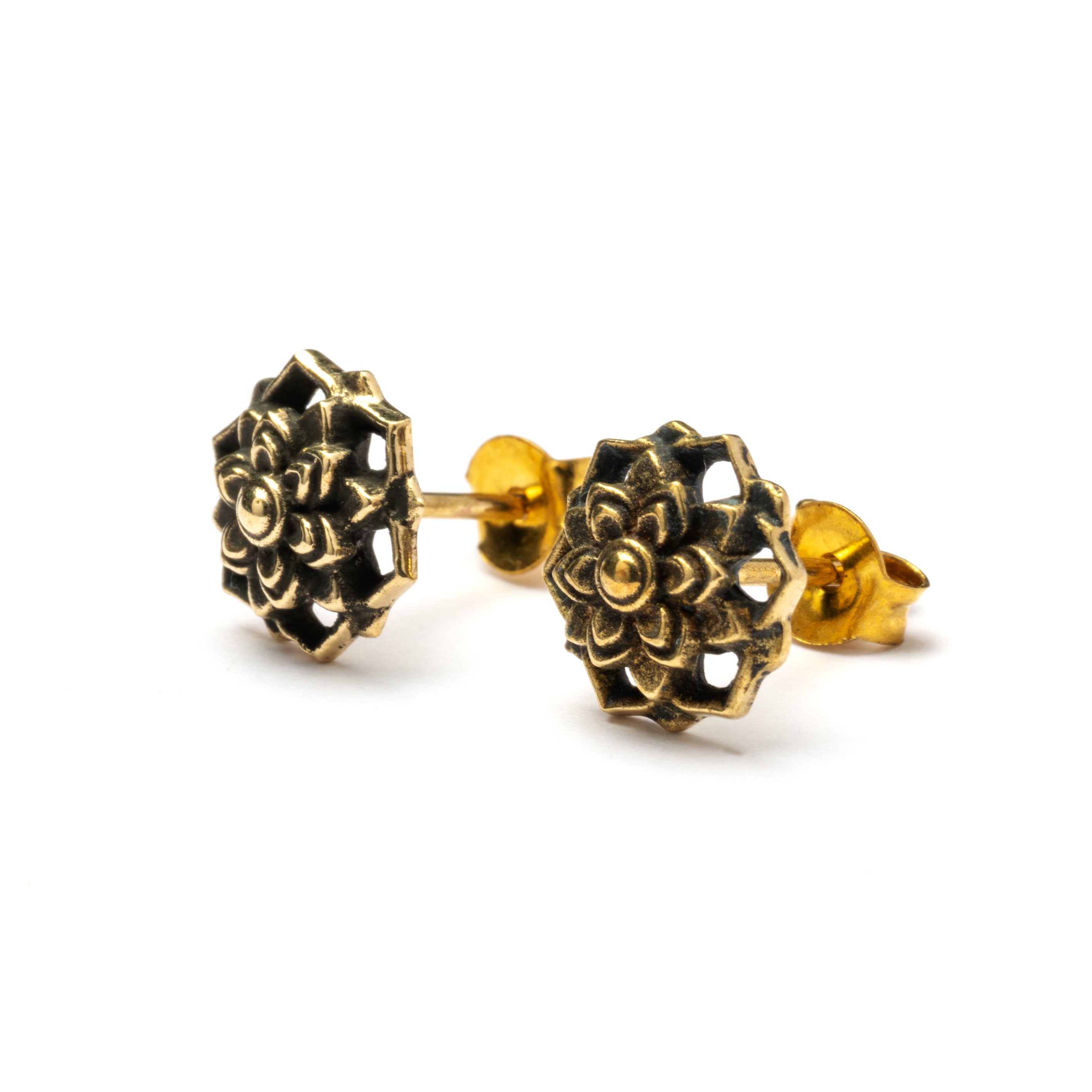 Flower Brass Ear Studs