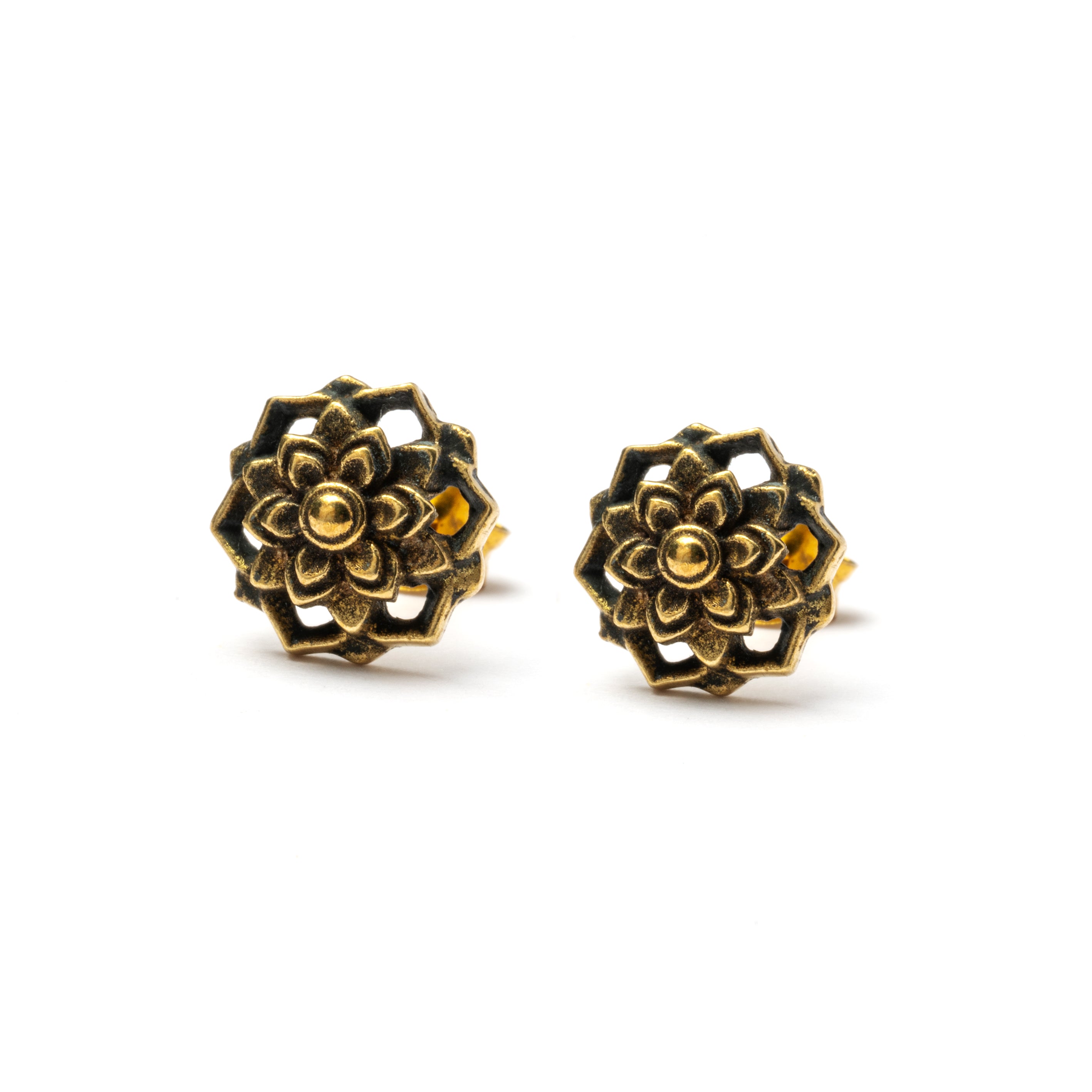 Flower Brass Ear Studs