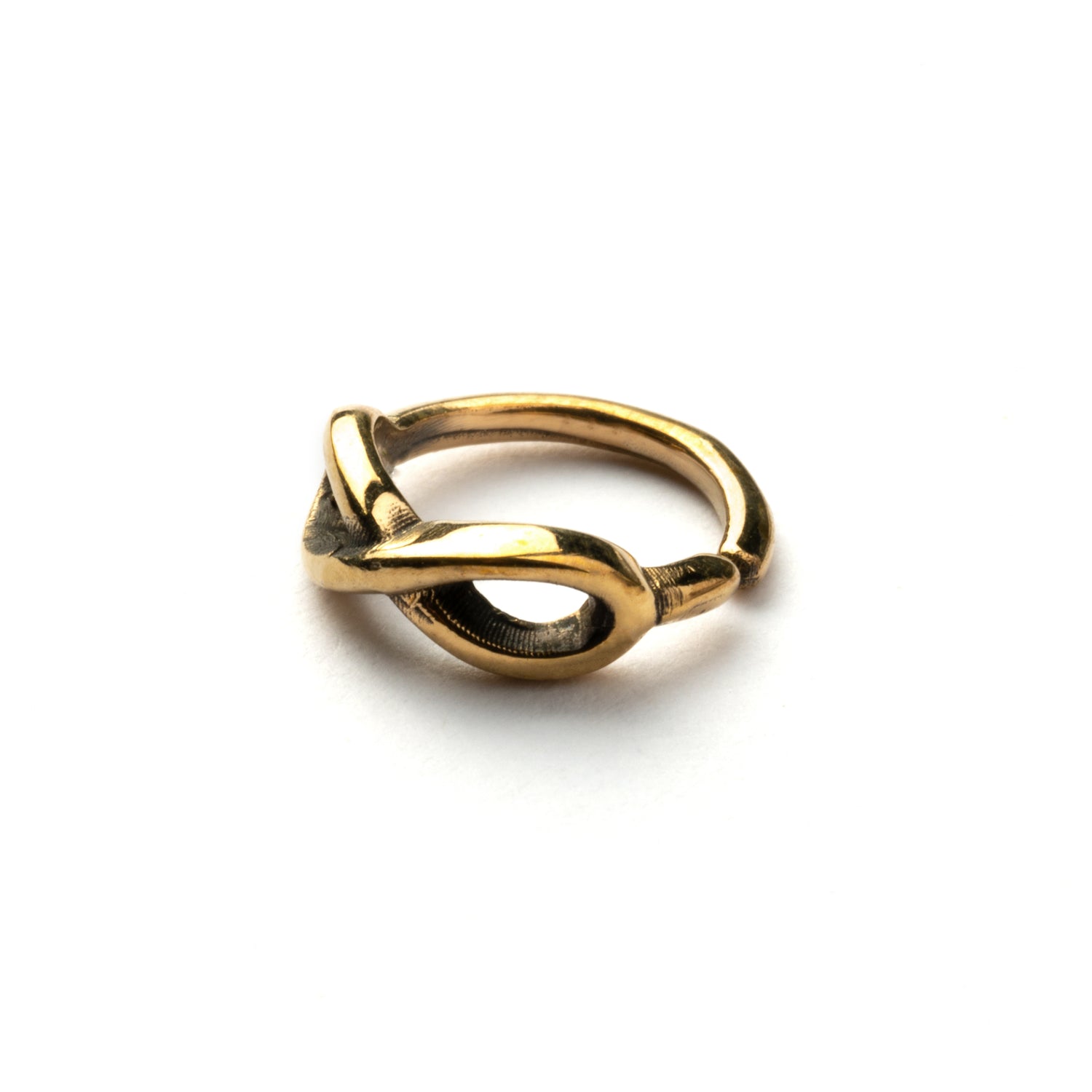 golden brass Infinity piercing nose ring right side view