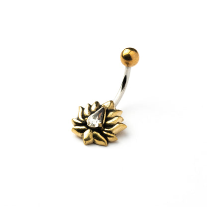 Lotus Belly Bar with Crystal side view