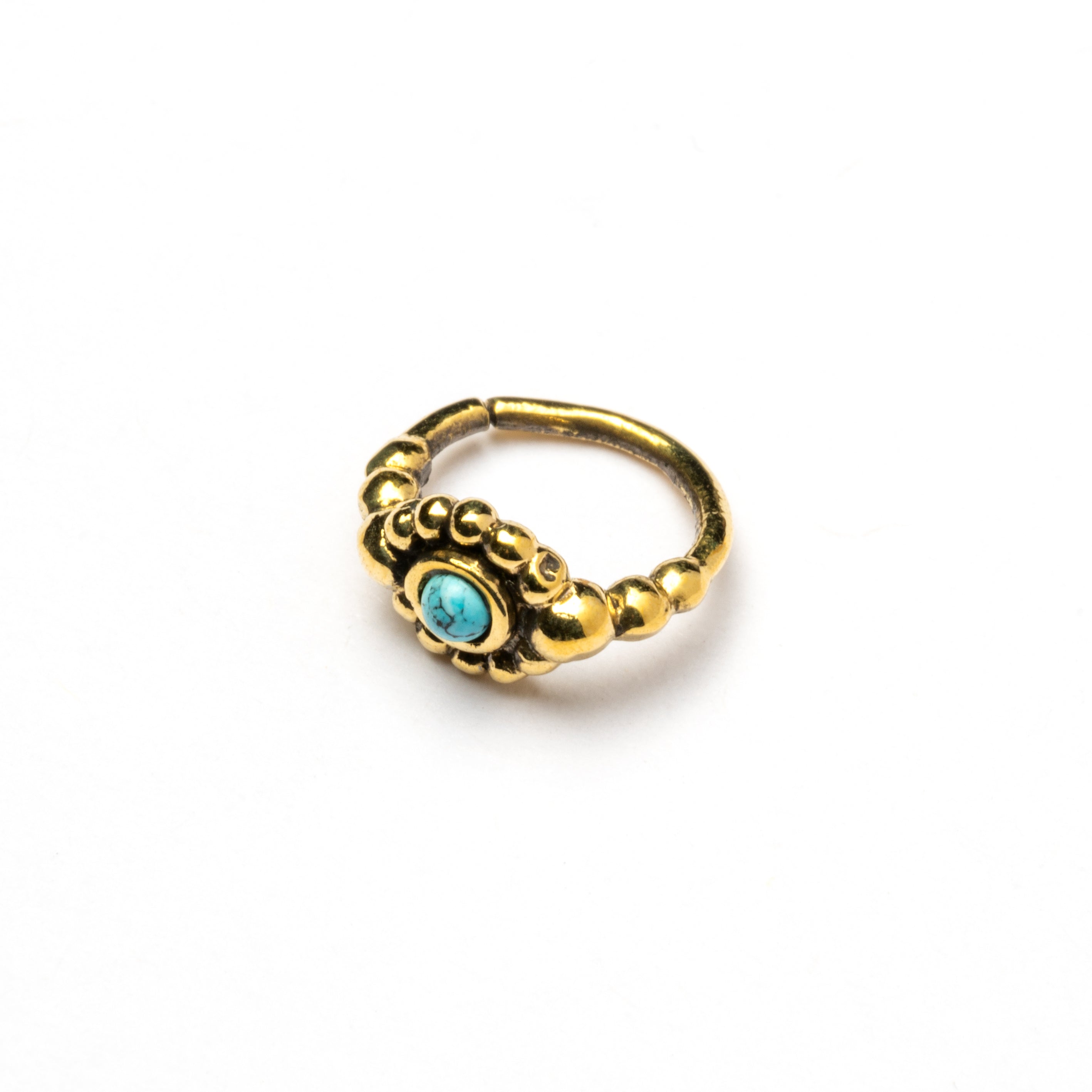 Flower Nose Ring With Turquoise right side view