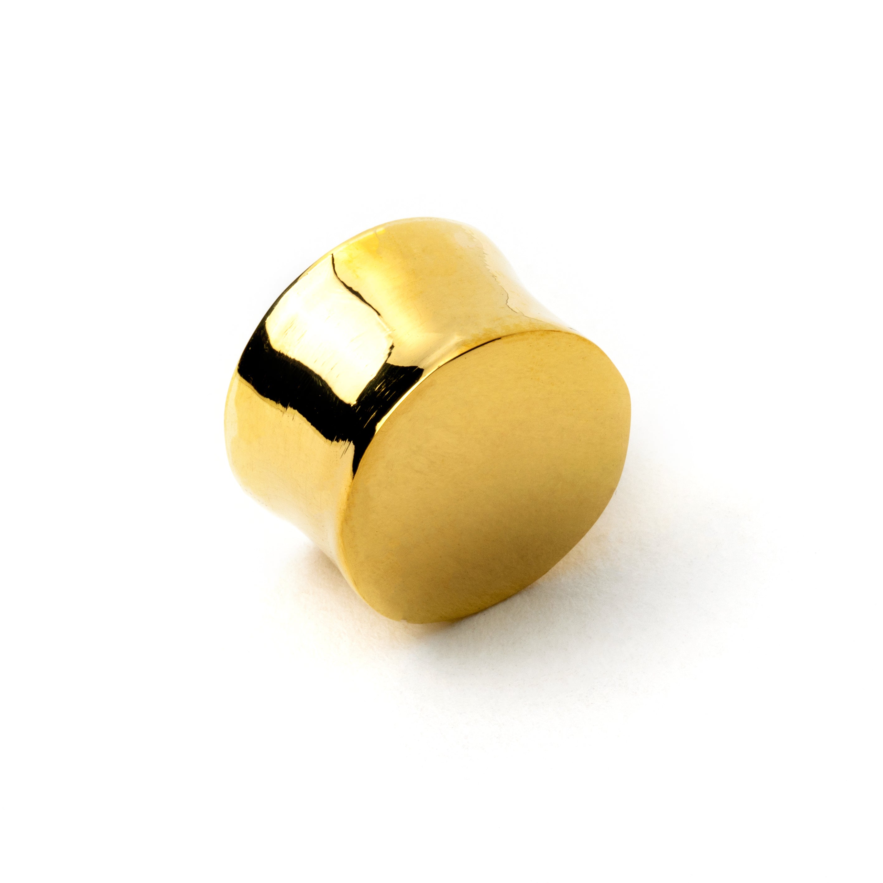 golden brass plain plug earring back view
