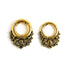 4mm and 6mm gold brass ear hangers hoops with floral victorian design frontal view