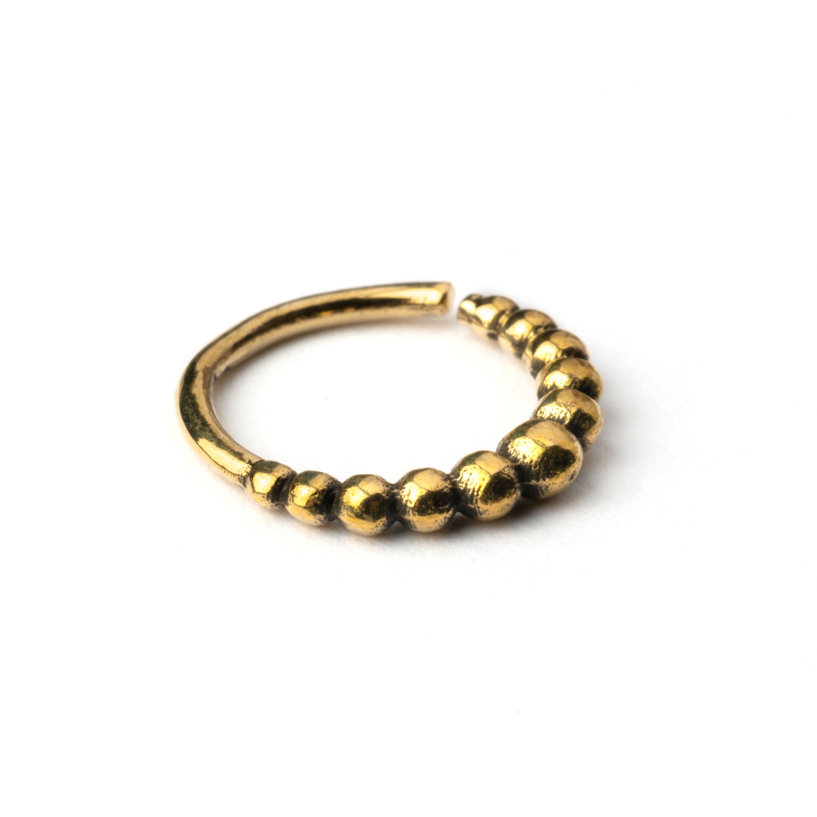 Mouji golden brass septum ring side view