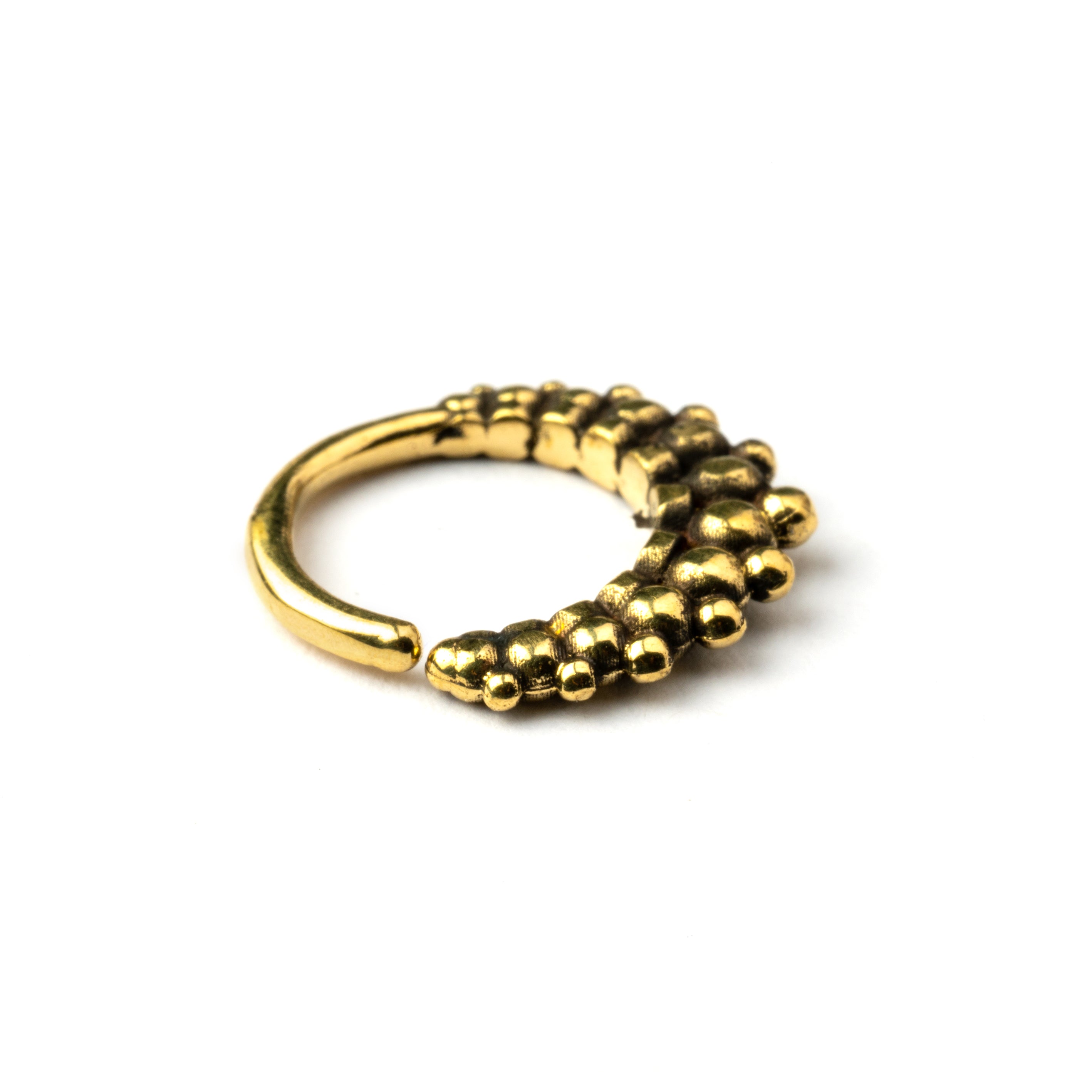 Rajee golden brass septum ring side view