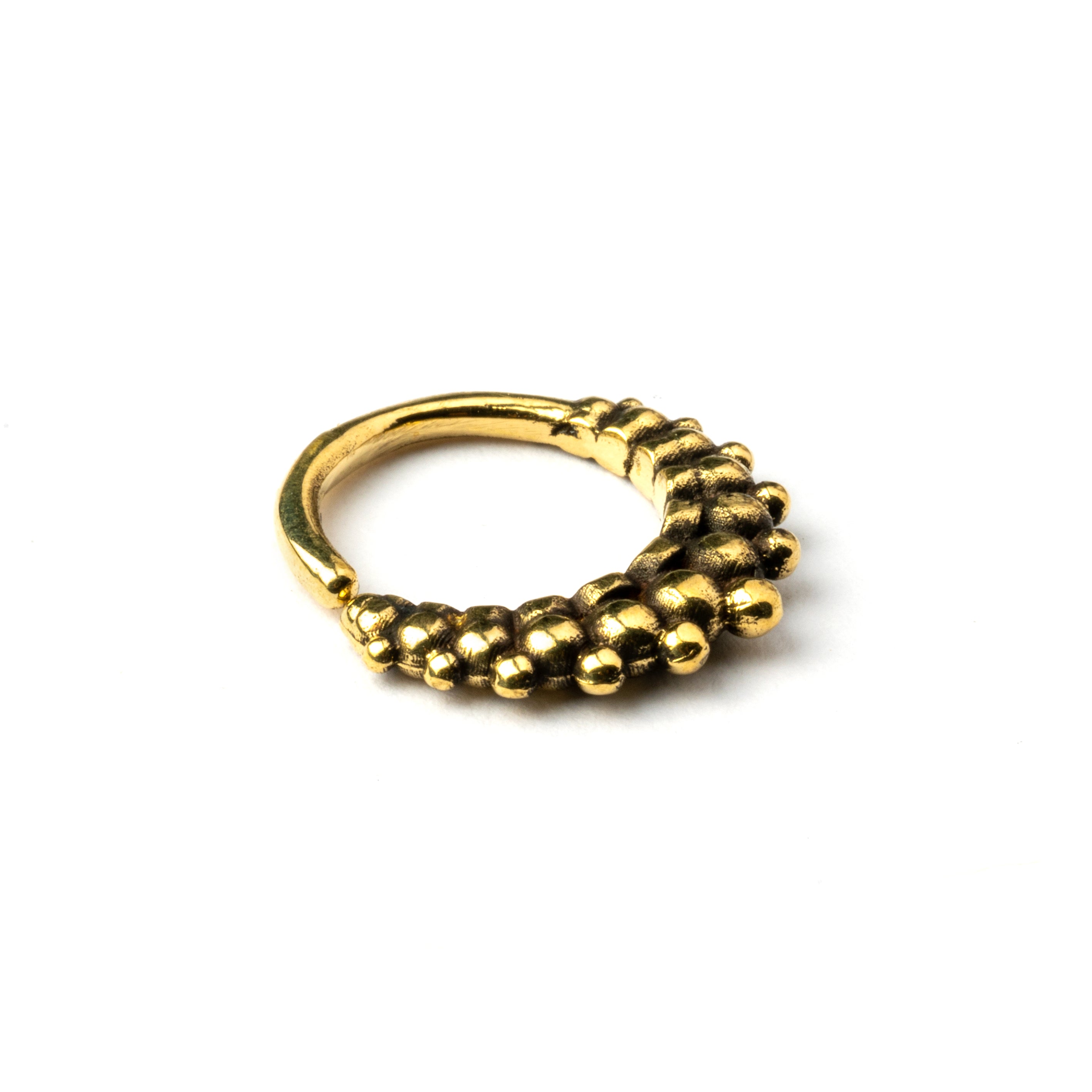 Rajee golden brass septum ring left side view